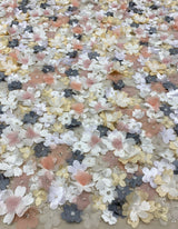 Multi Floral Embellished Tulle — featuring floral motifs, a 3D floral design and hand-beading, 100% polyamide, 105cm wide