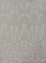 Ivory 3D Floral Embellished Tulle — featuring floral motifs and hand-beading, 100% polyamide, 140cm wide