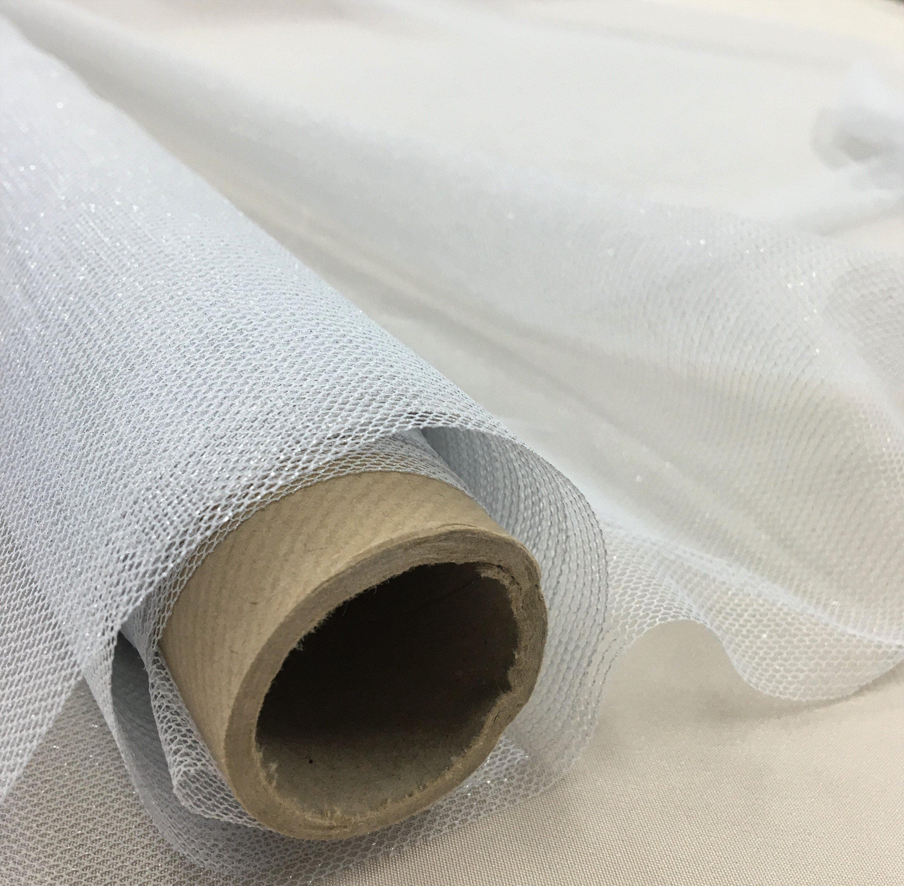 Ivory Silver Lurex Tulle — soft, 90% polyester 10% lurex, 137cm wide