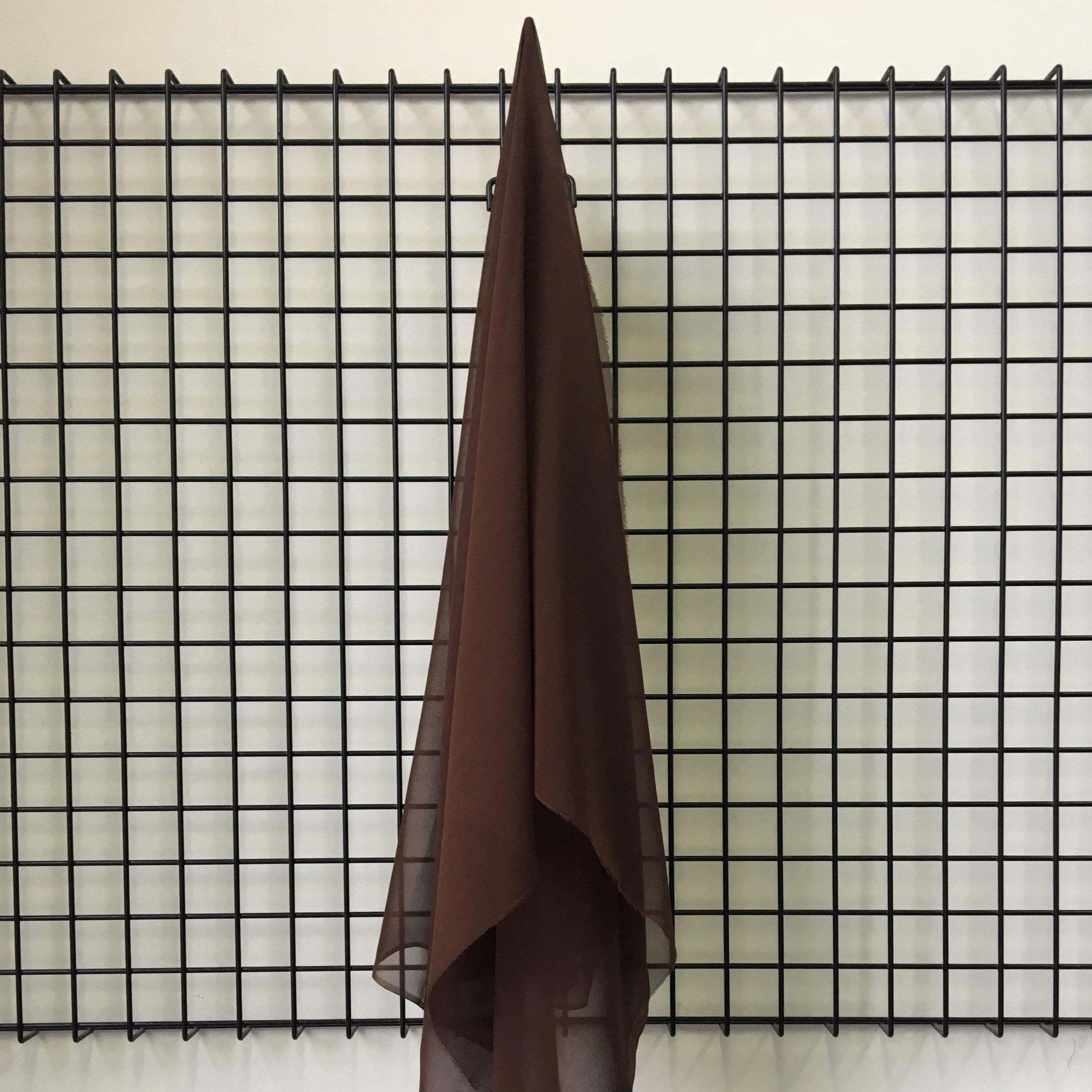 Mahogany Silk Georgette — lightweight and semi-sheer with a matte crepe texture and a soft, airy drape, 100% mulberry silk, 137cm wide