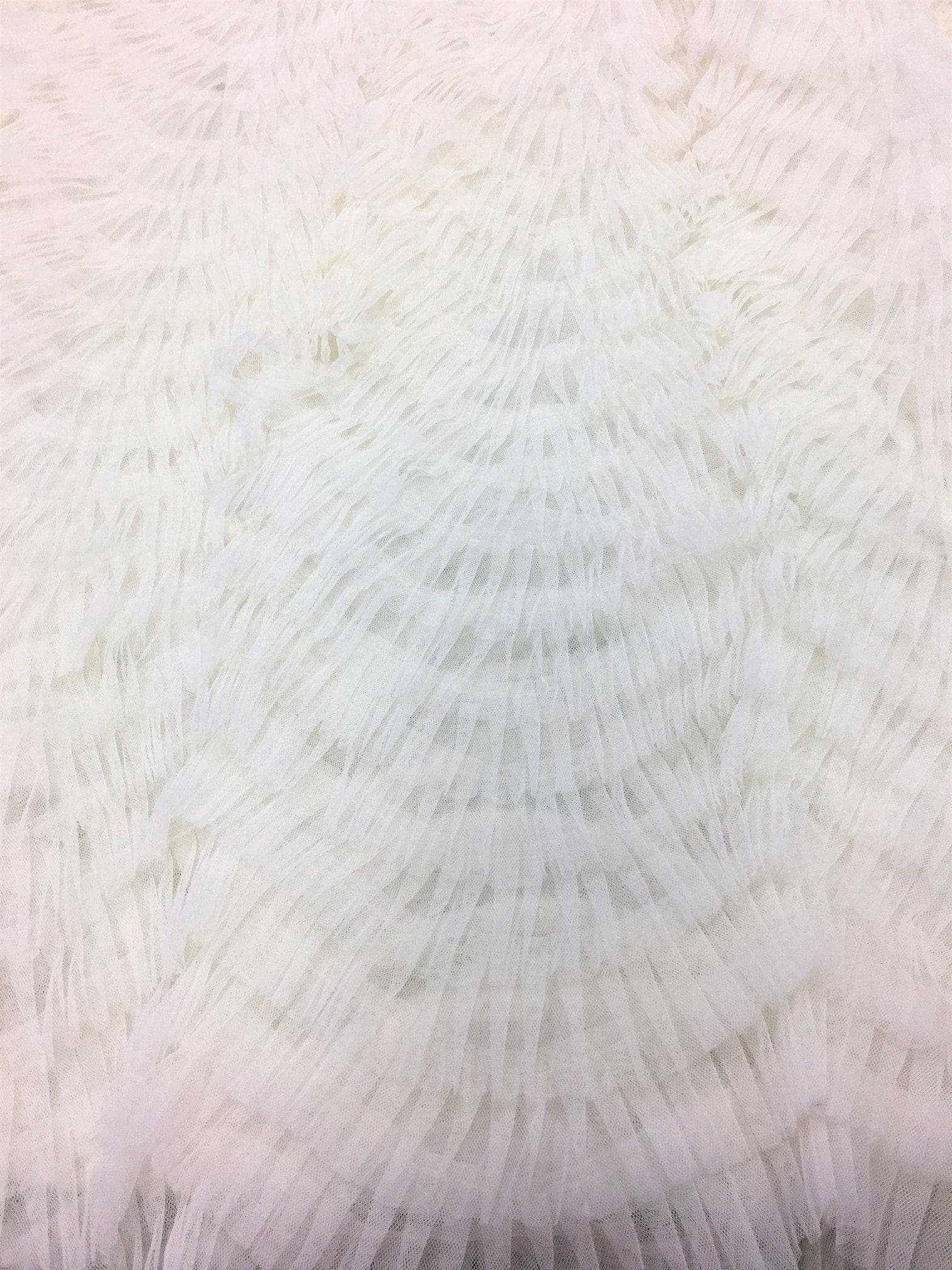 Ivory Ruffled Tulle — soft, 100% nylon, 135cm wide