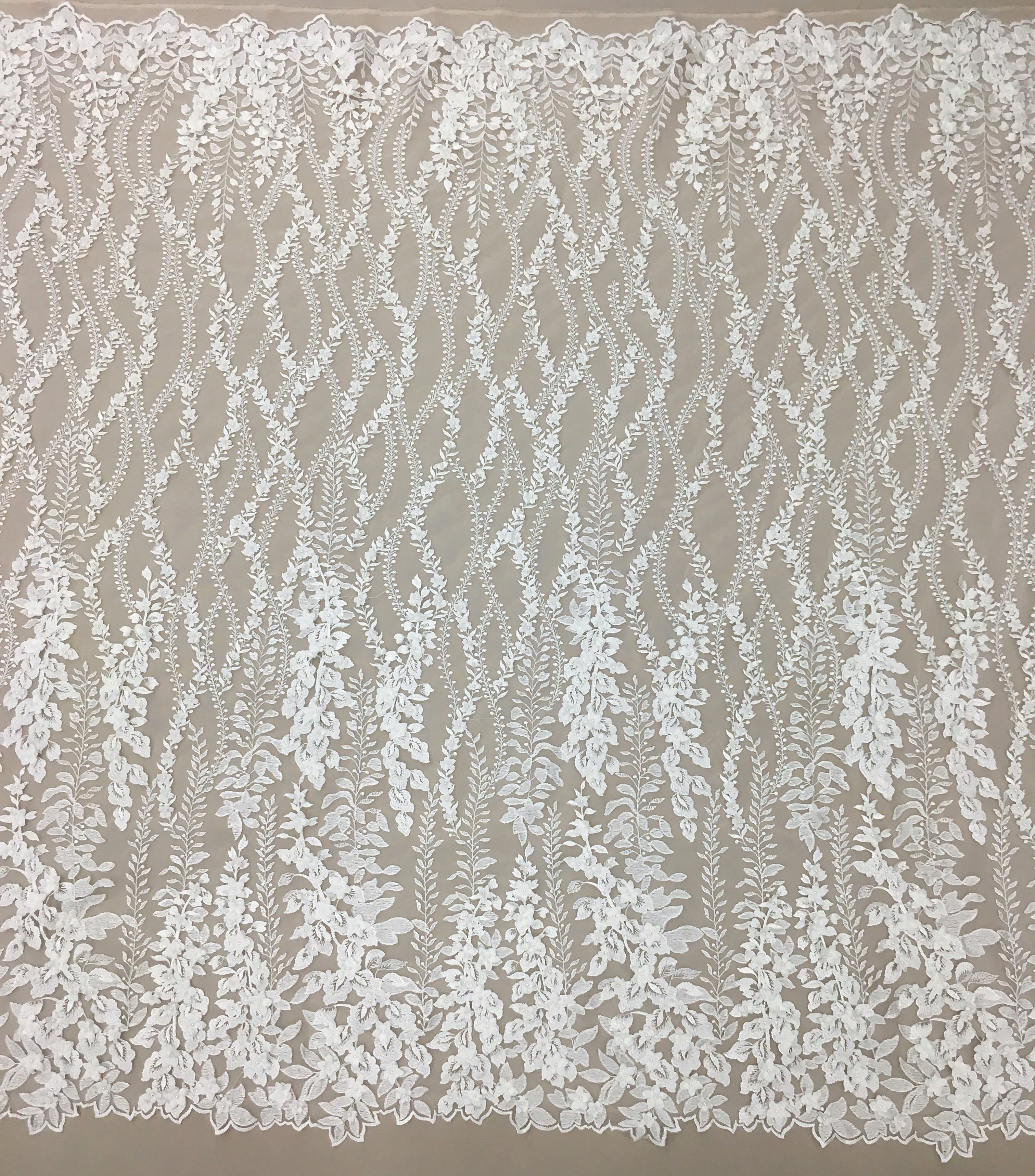 Embellished 3-D Floral Design Ivory