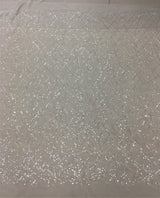 Ivory Sequined Tulle — featuring sequins, 60% rayon 40% nylon, 140cm wide