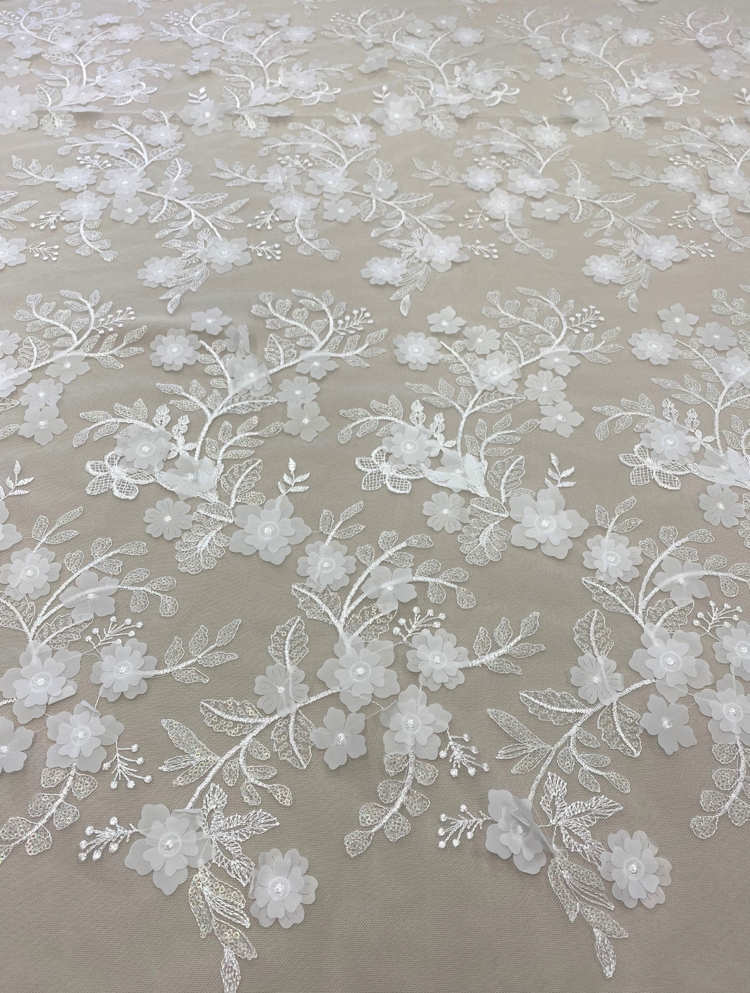 3D Floral Tulle(VJ357) Ivory
