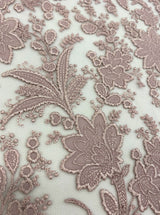 Tea Rose Floral Embroidered Tulle — featuring floral motifs, 60% polyester 40% nylon, 130cm wide
