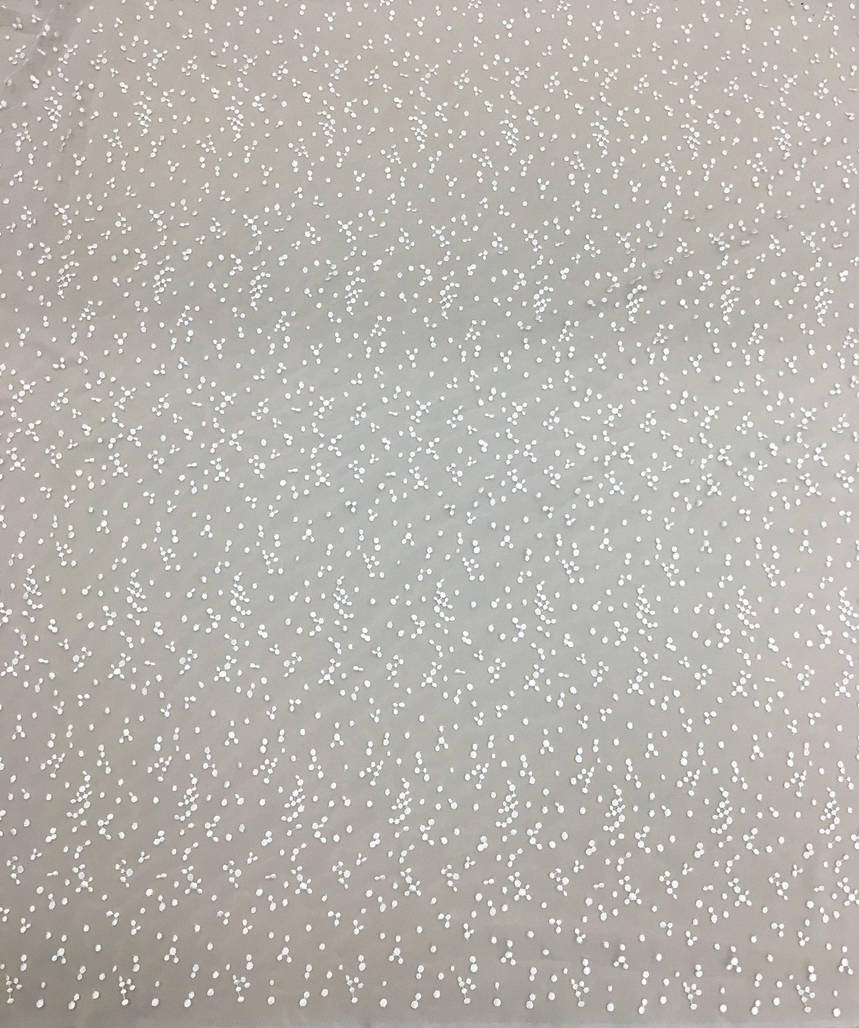 Ivory Hail Spot Embroidered Tulle — soft, 50% nylon 50% rayon, 130cm wide