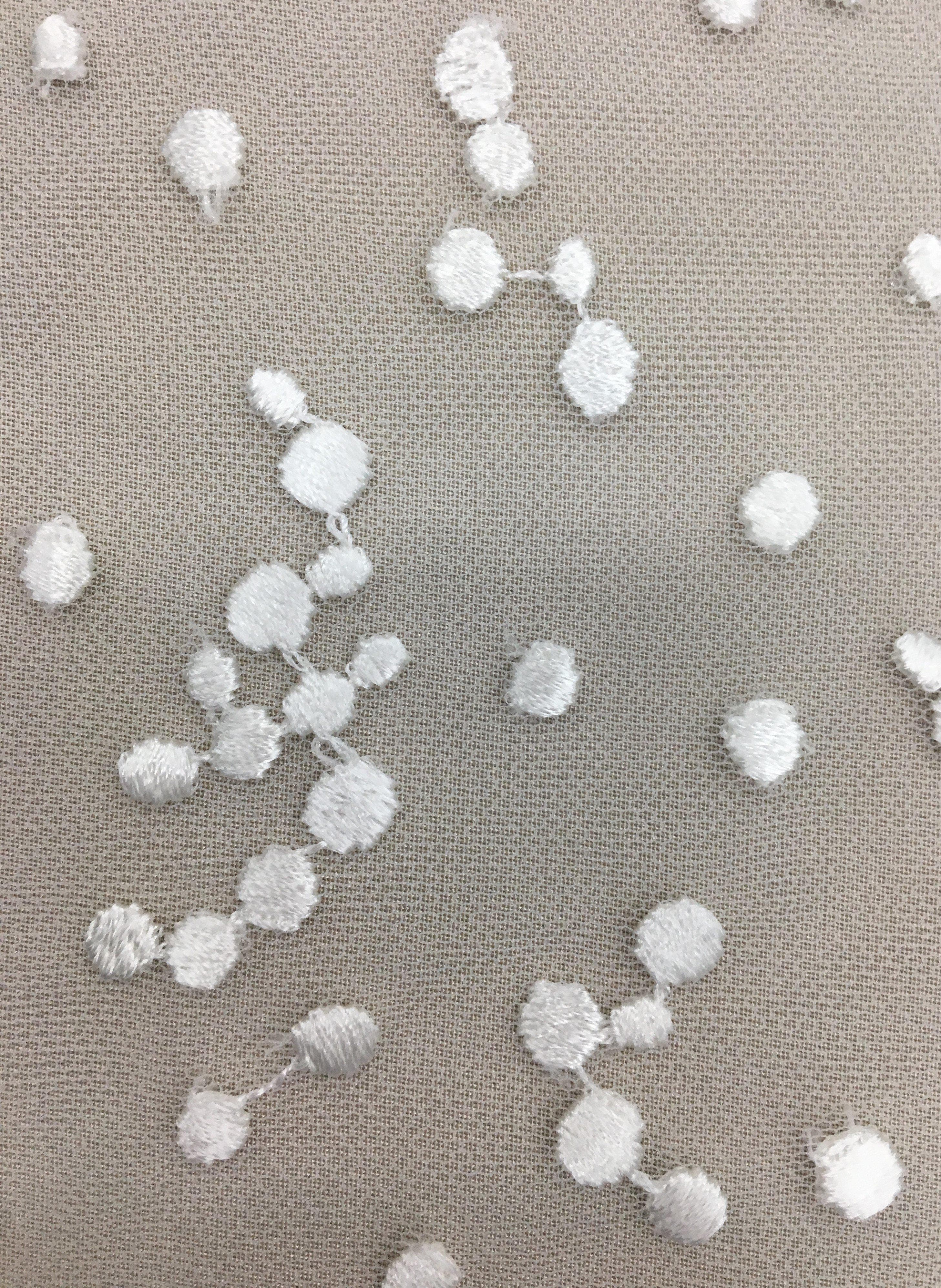 Ivory Hail Spot Embroidered Tulle — soft, 50% nylon 50% rayon, 130cm wide