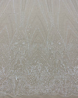Ivory Embellished Tulle — featuring hand-beading and sequins, 50% nylon 50% rayon, 135cm wide
