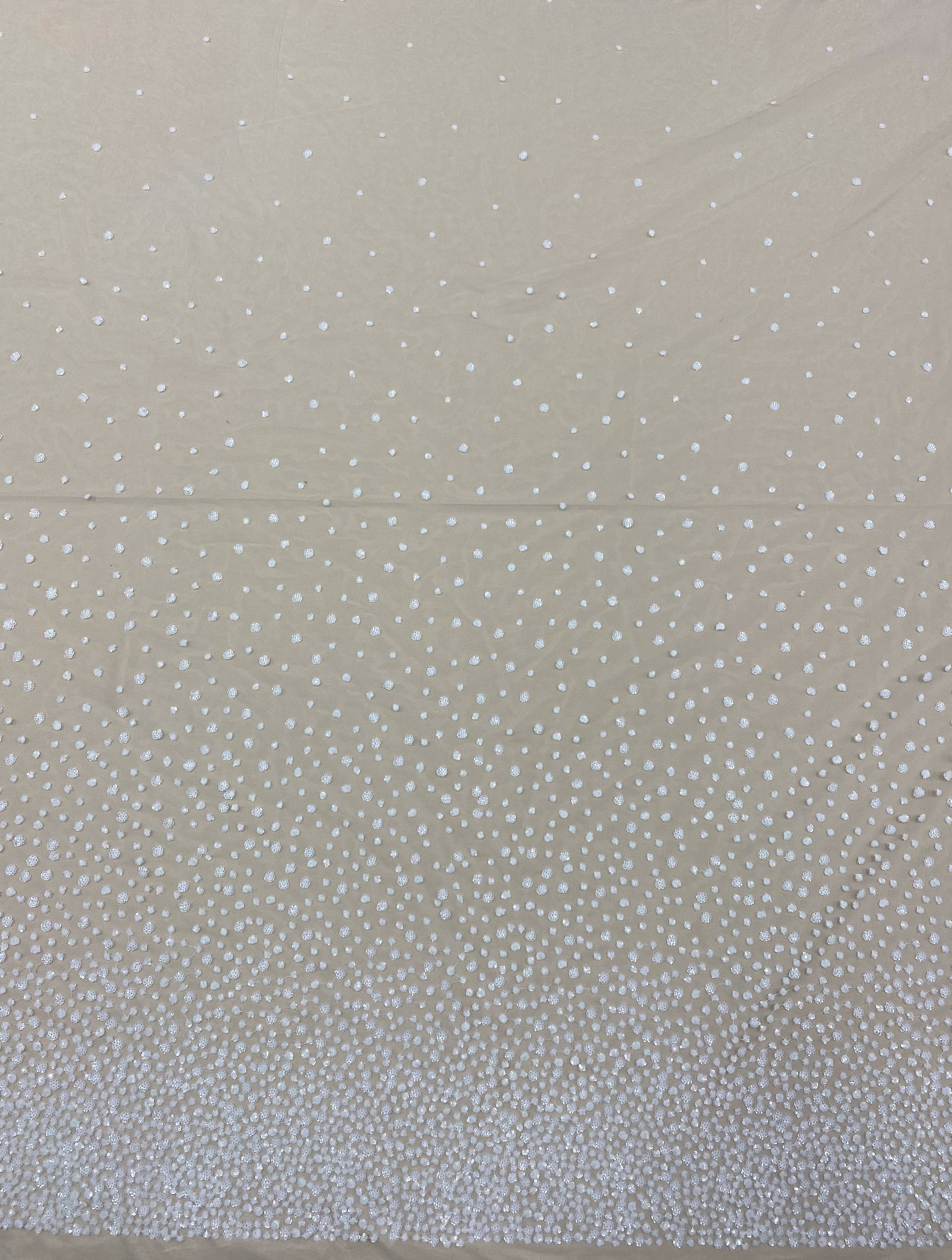 Ivory Sequined Tulle — featuring sequins, 50% nylon 50% rayon, 135cm wide