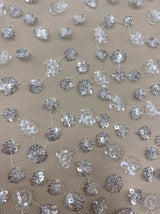 Silver Sequined Tulle — featuring sequins, 50% nylon 50% rayon, 135cm wide