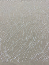 Ivory Embroidered Sequined Tulle — featuring sequins, 50% rayon 50% nylon, 130cm wide