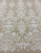 Ivory Embroidered Floral Tulle — featuring sequins, 50% nylon 30% polyester 20% rayon, 130cm wide