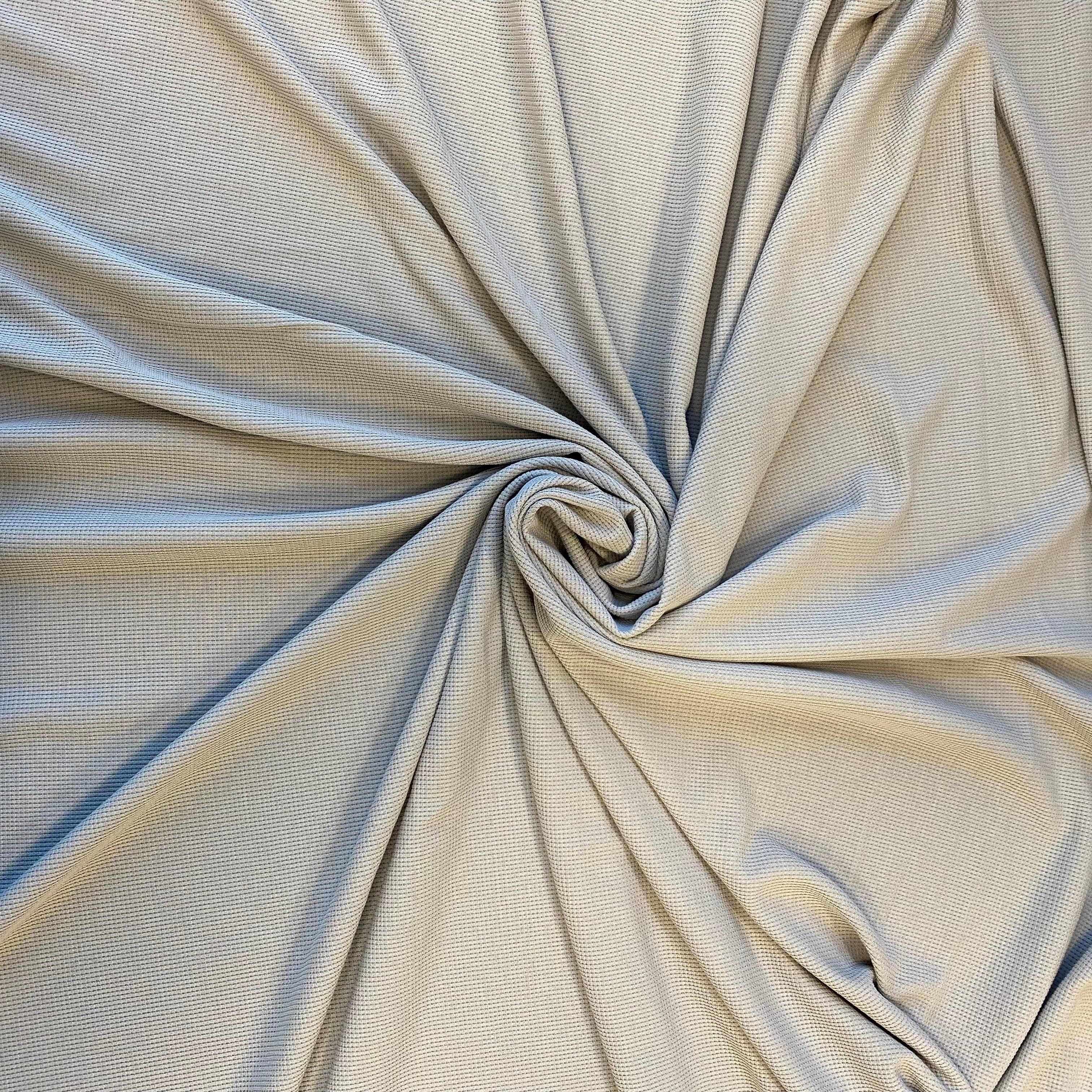 Silver Recycled Waffle Knit — a soft waffle-textured knit in recycled polyester