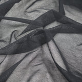 Black Cotton Tulle — mid-weight and crisp, 100% cotton, 140cm wide