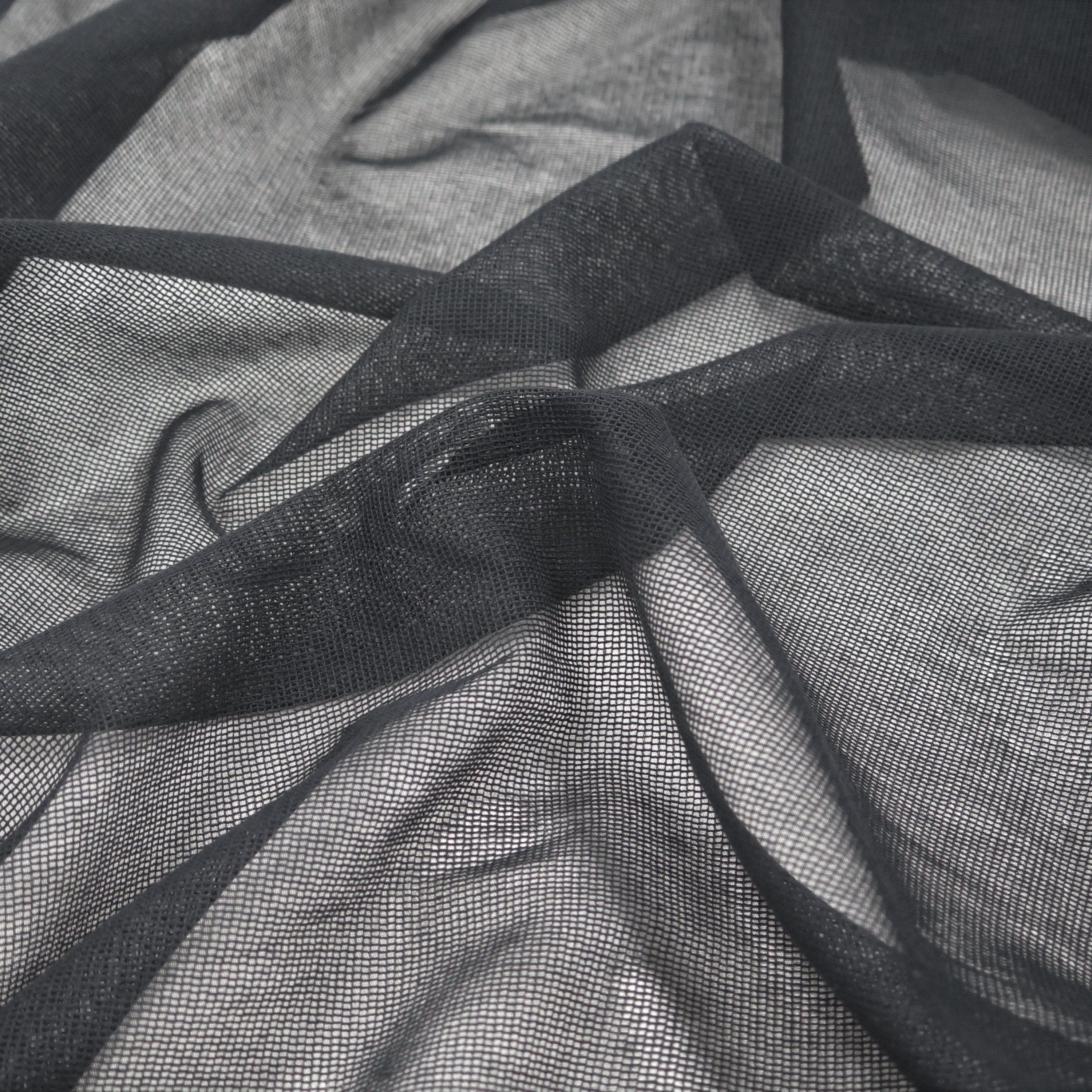 Black Cotton Tulle — mid-weight and crisp, 100% cotton, 140cm wide