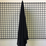 Black Crepe De Chine — lightweight with a low-sheen matte finish and a soft, fluid drape, 100% mulberry silk, 137cm wide