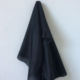 Black Habotai — soft with a light, airy drape and a smooth satin finish, 100% mulberry silk, 140cm wide