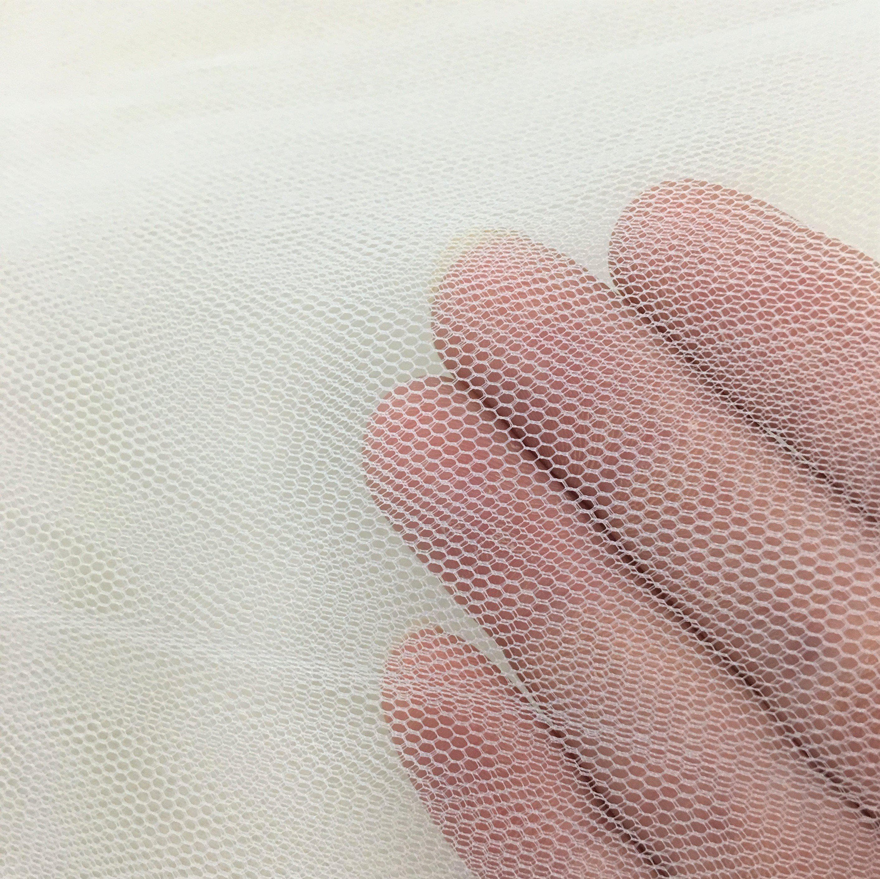 Silk White Bridal Tulle — mid-weight, 100% nylon, 300cm wide