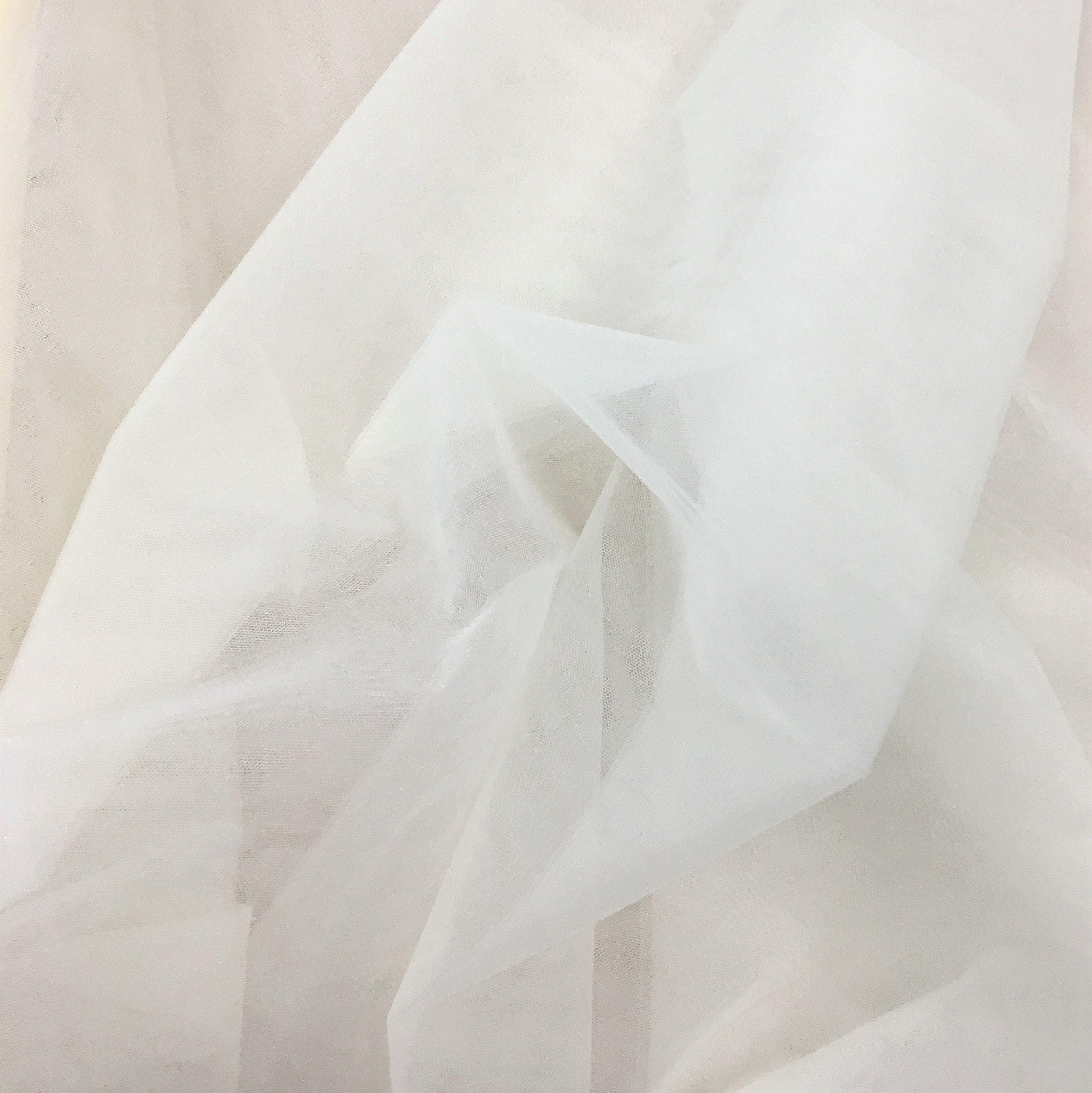 Pale Ivory Crystal Tulle — mid-weight, 100% nylon, 300cm wide