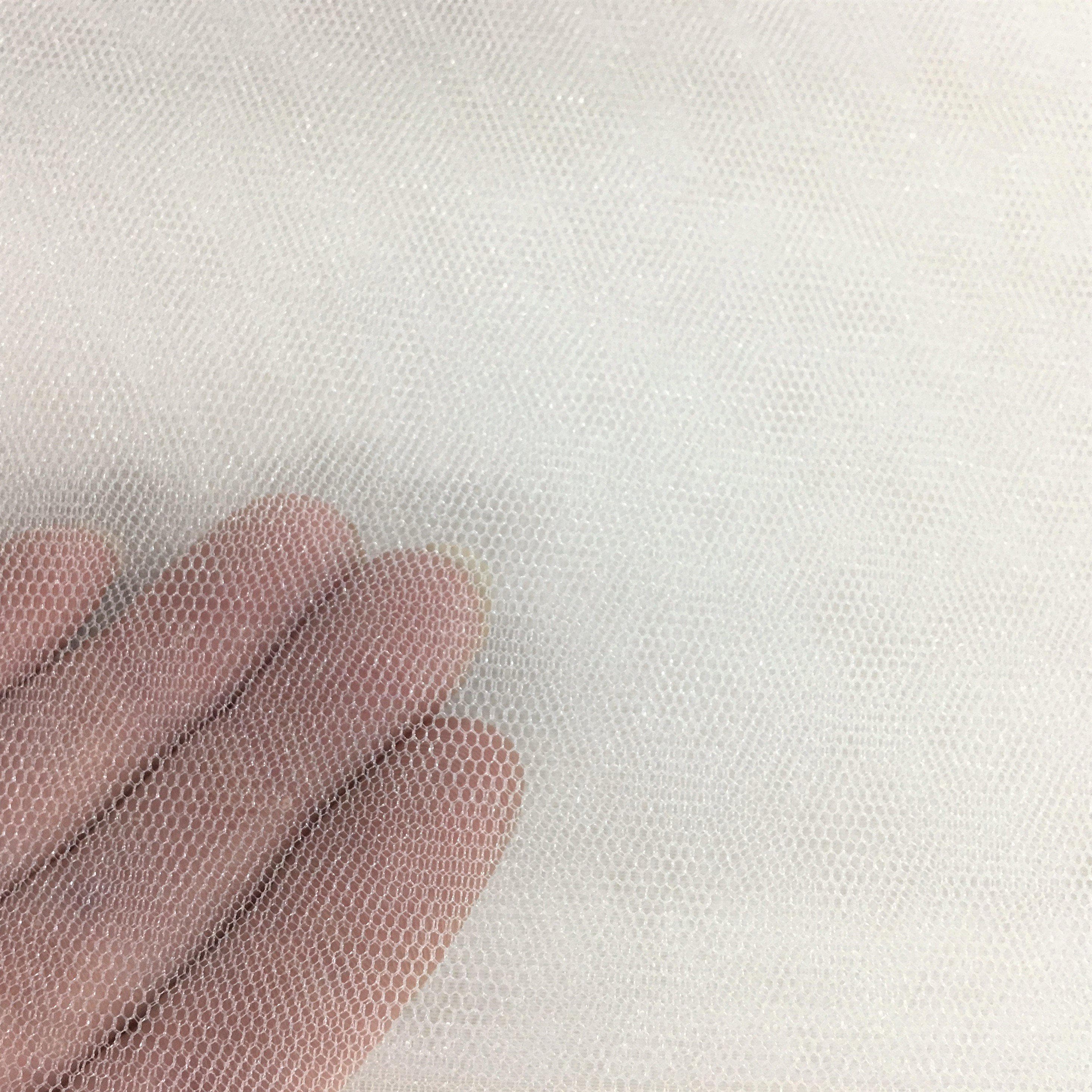 White Crystal Tulle — mid-weight, 100% nylon, 300cm wide