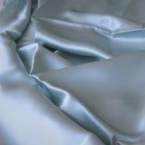 Duck Egg Sandwash Satin — lightweight and soft with a smooth luster satin finish, 100% mulberry silk, 140cm wide