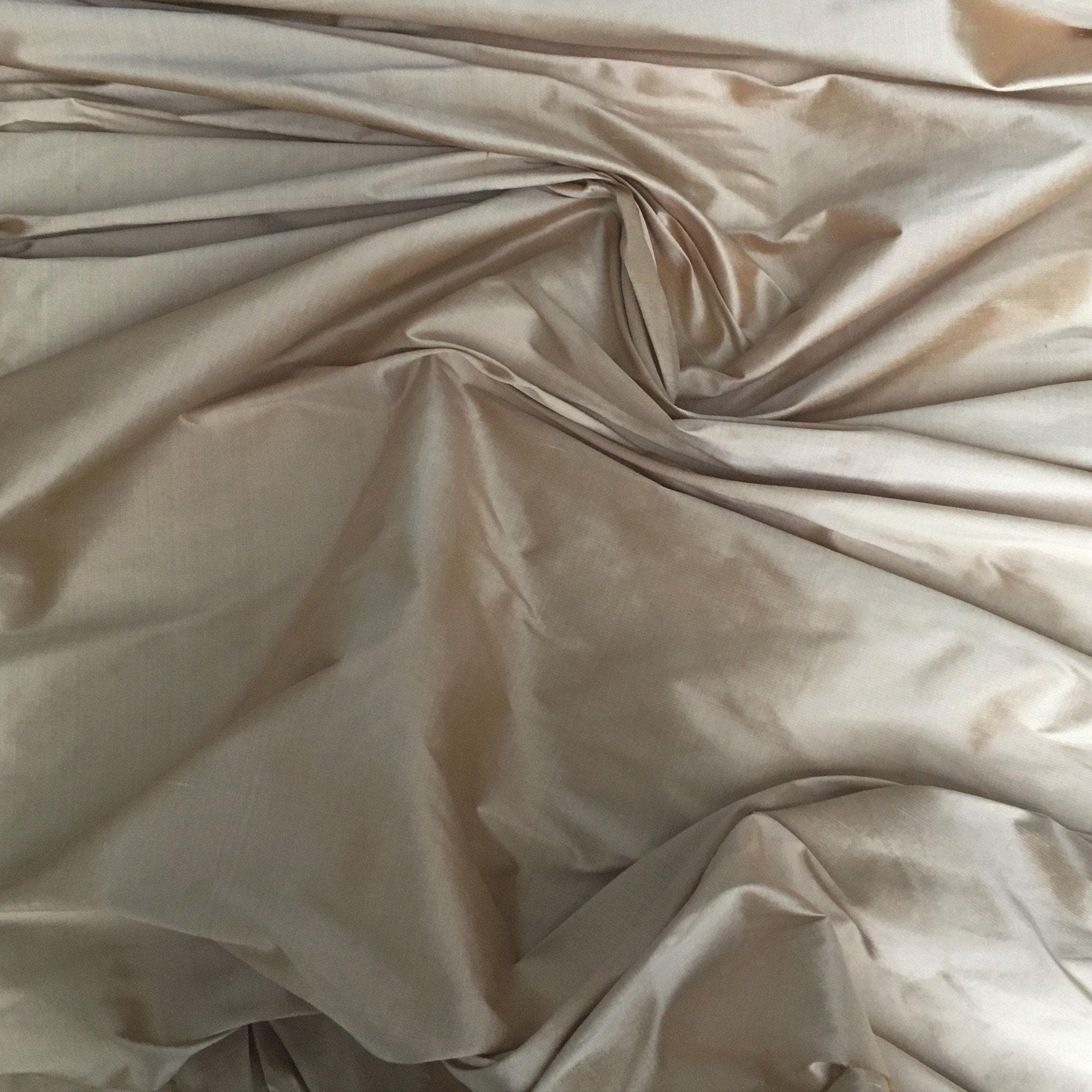 Almond Silk Dupion — mid-weight and crisp with a lightly slubbed texture, 100% silk, 137cm wide