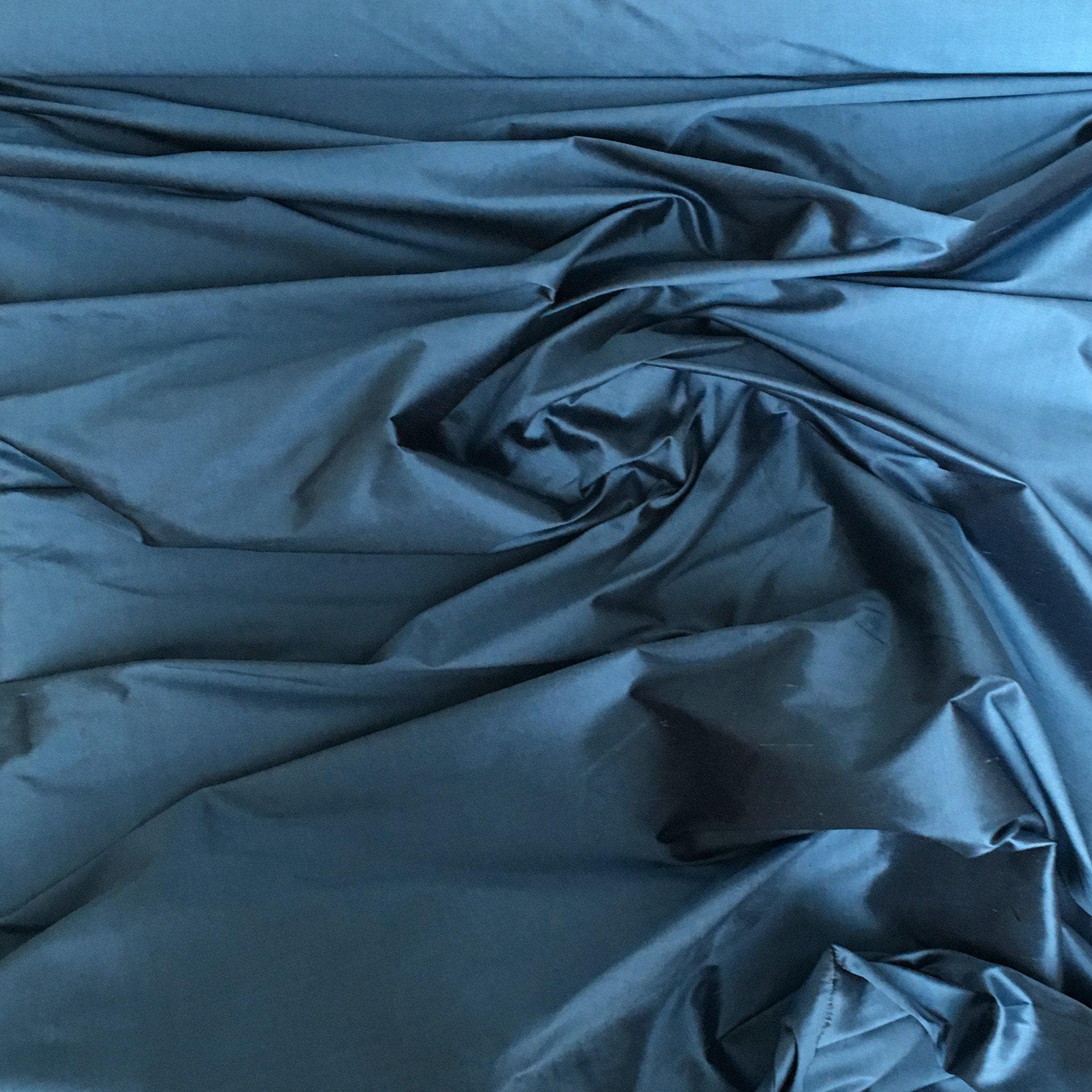 Denim Silk Dupion — mid-weight and crisp with a lightly slubbed texture, 100% silk, 137cm wide