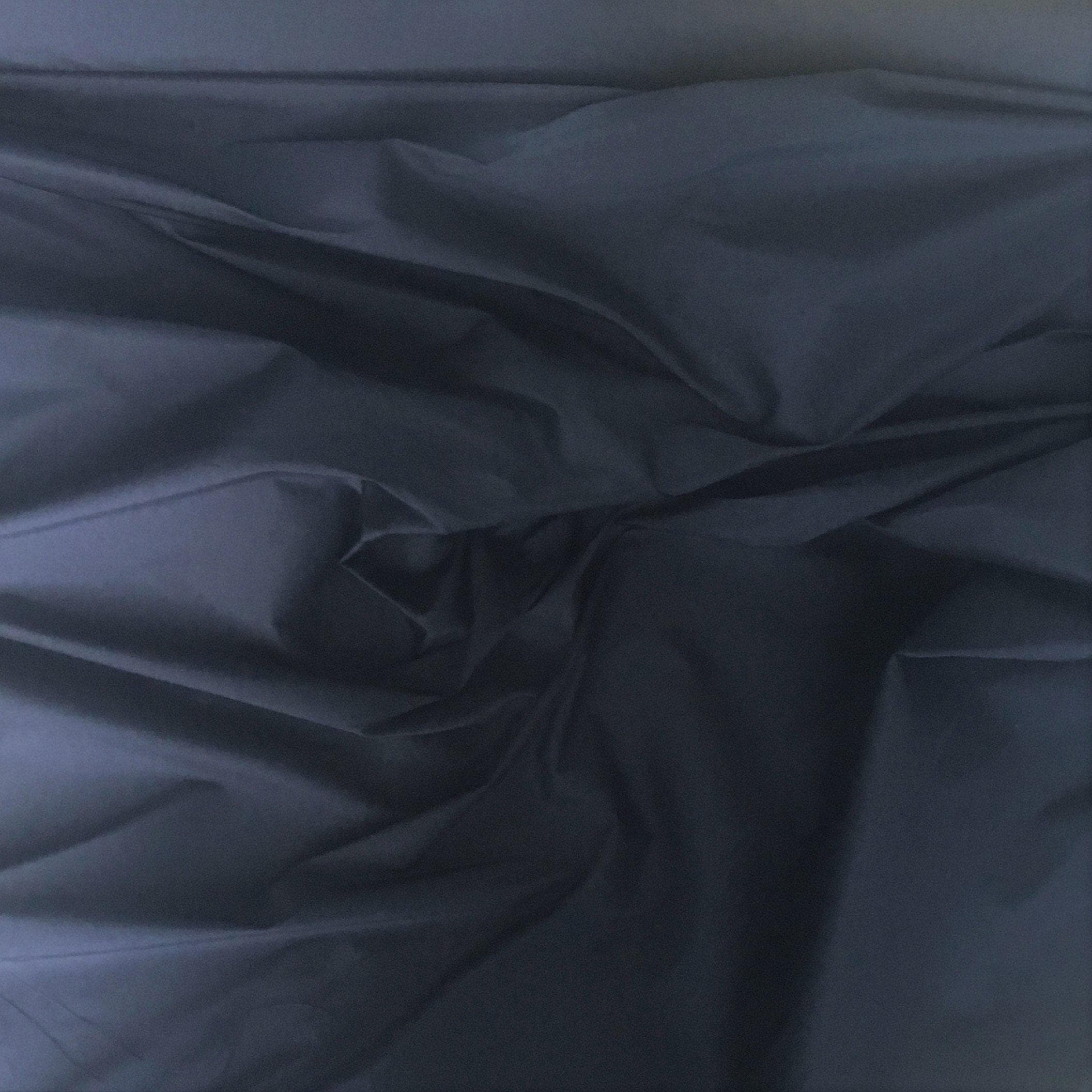 Navy Silk Dupion — mid-weight and crisp with a lightly slubbed texture, 100% silk, 137cm wide