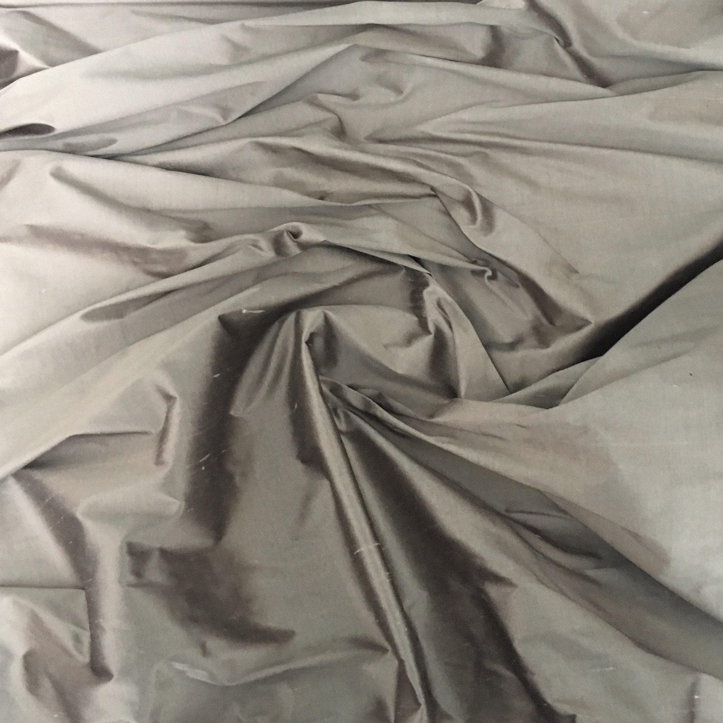 Taupe Silk Dupion — mid-weight and crisp with a lightly slubbed texture, 100% silk, 137cm wide