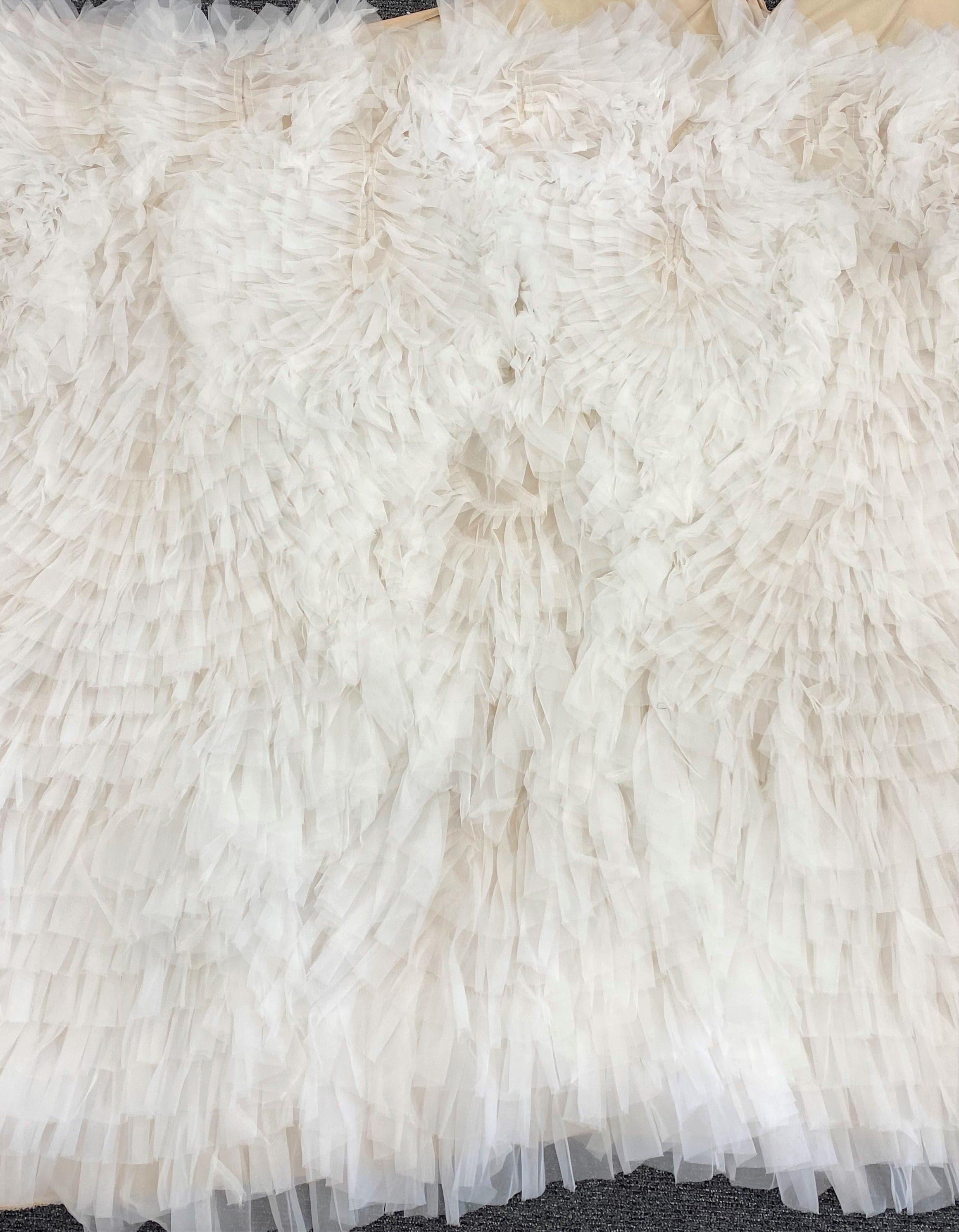 Ivory Organza Ruffle Tulle — soft, 100% polyamide, 140cm wide