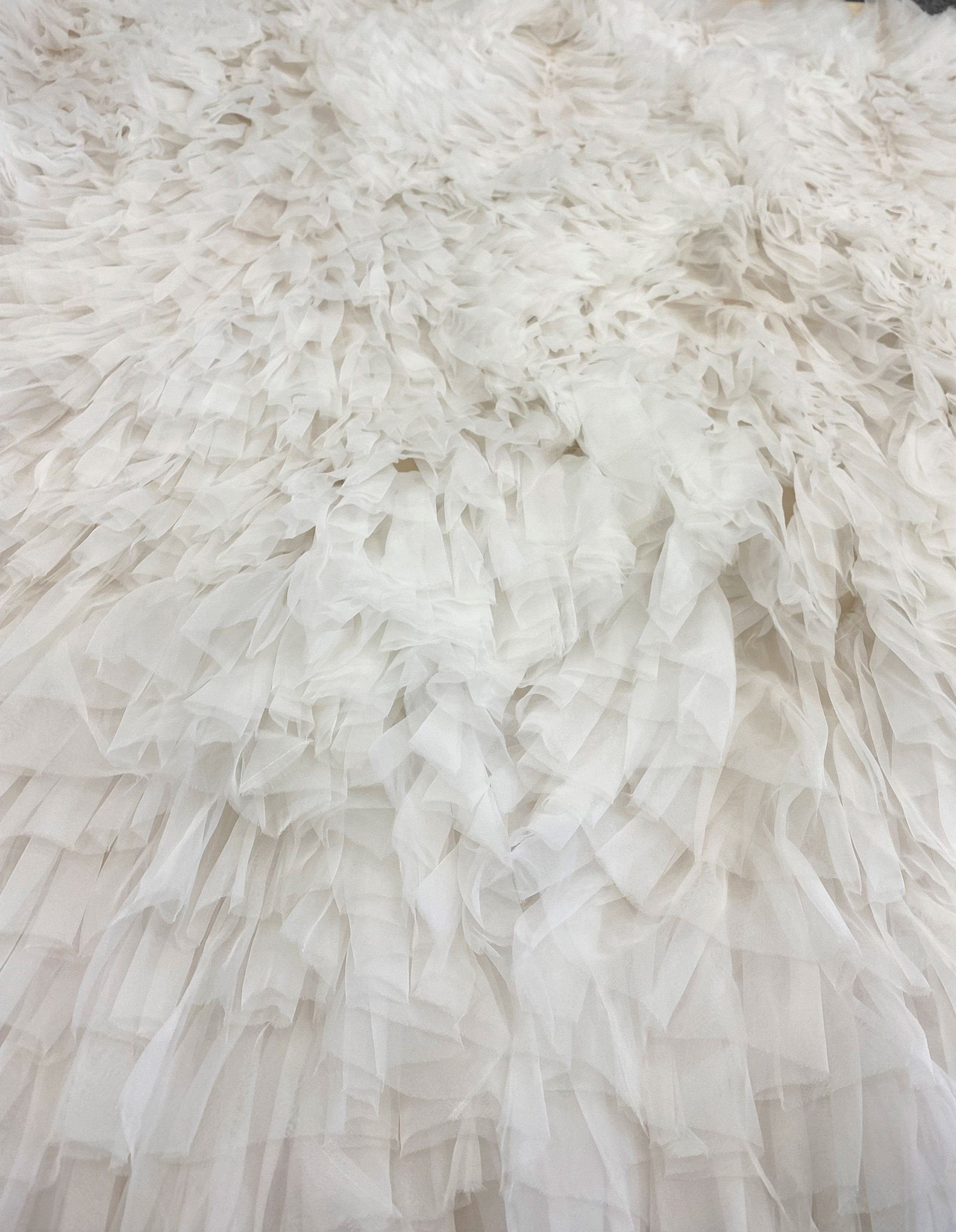 Ivory Organza Ruffle Tulle — soft, 100% polyamide, 140cm wide