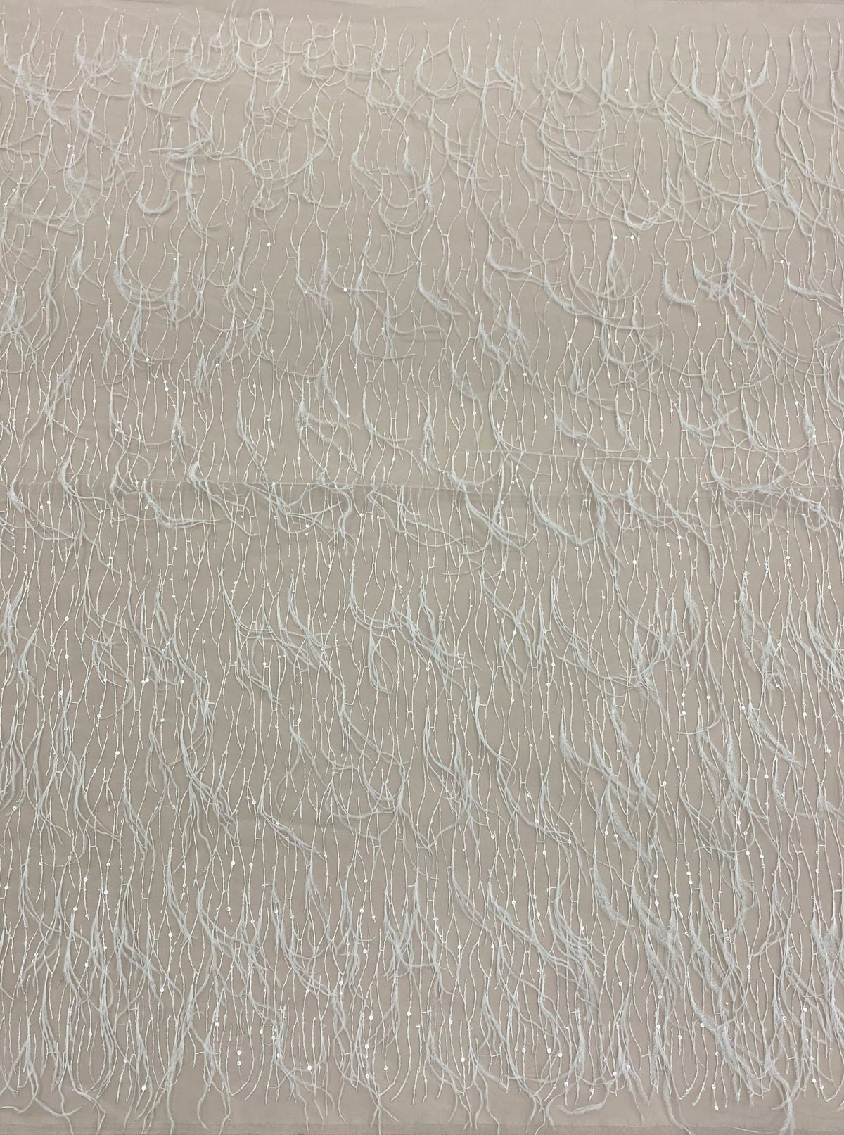 Feather Sequined Tulle (G3023) - Ivory