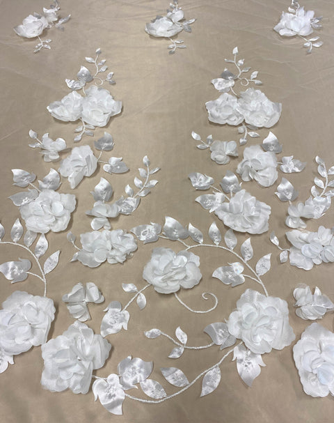 3D Floral tulle (G3900) Ivory
