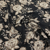 Black Embroidered Tulle — featuring floral motifs, 100% polyamide, 125cm wide