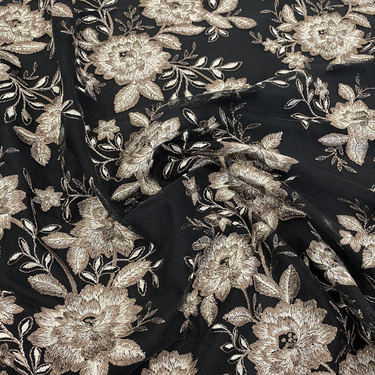Black Embroidered Sequin Tulle Eb3001