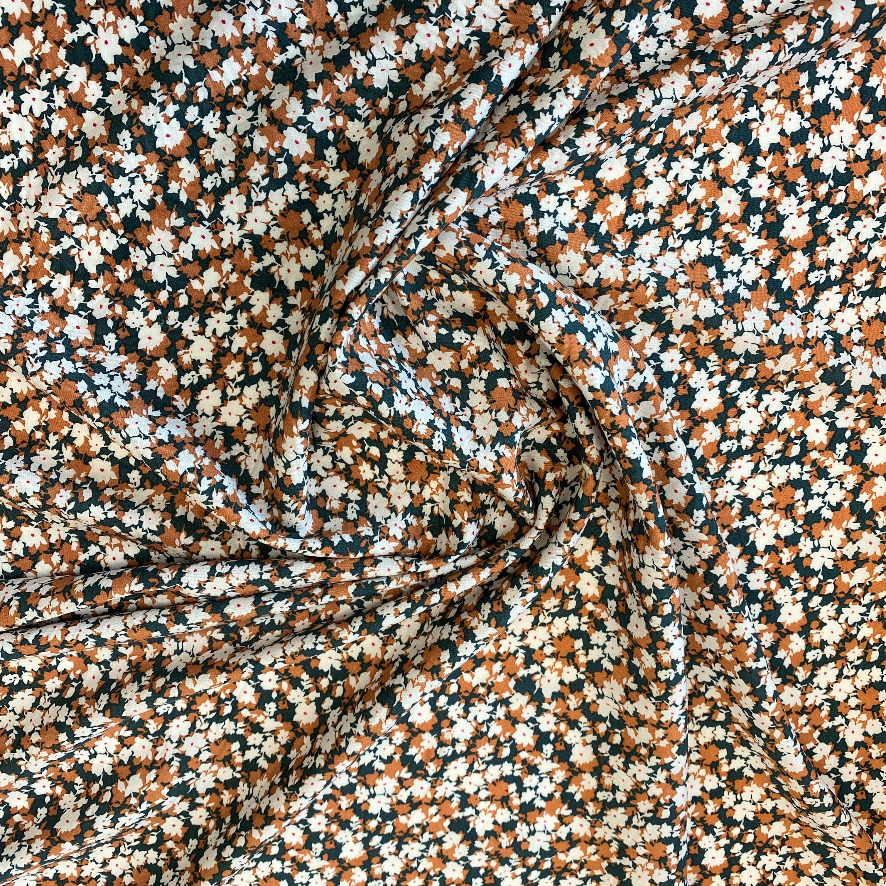 Green Printed Viscose Floral — a lightweight viscose with a printed floral design, in viscose
