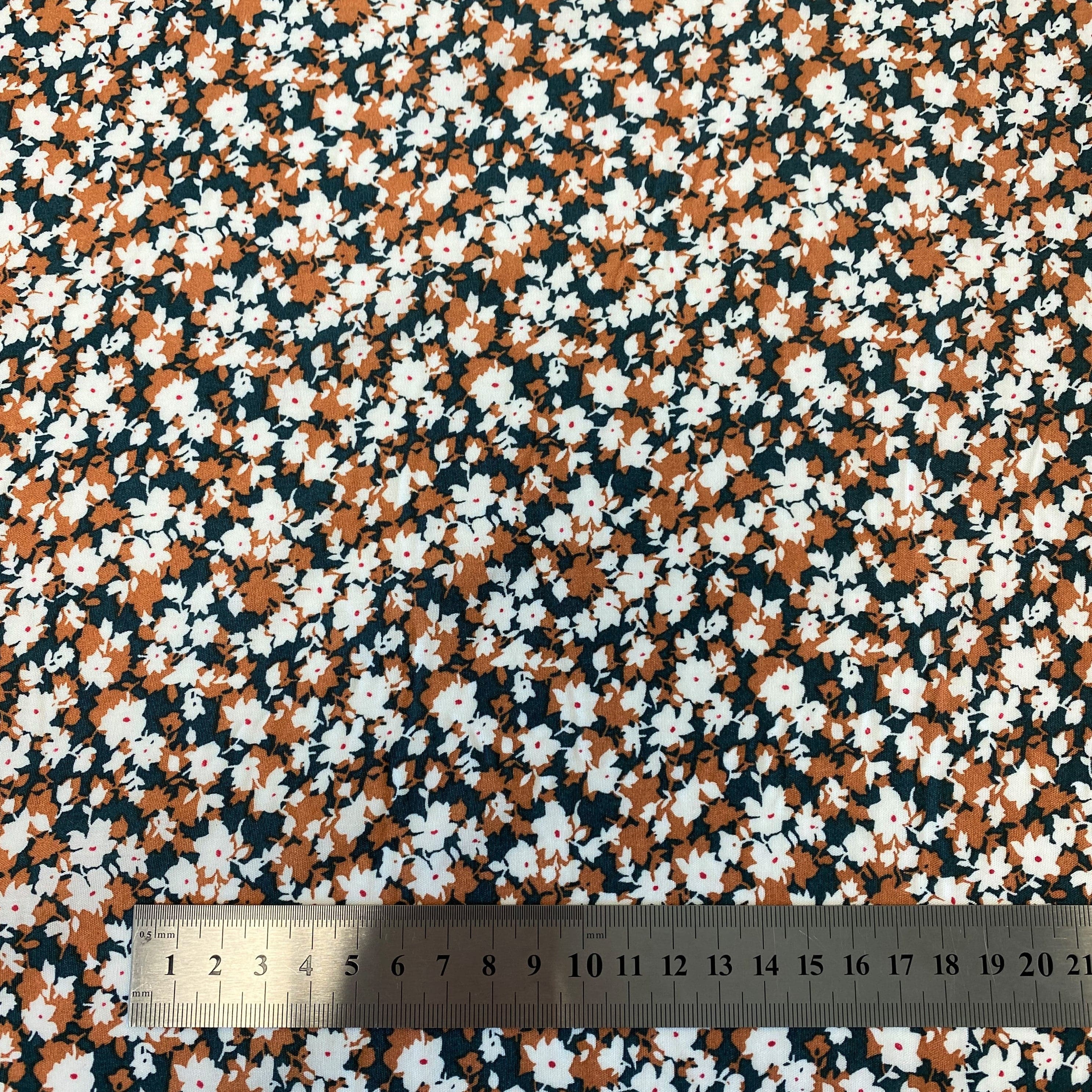 Green Printed Viscose Floral — a lightweight viscose with a printed floral design, in viscose