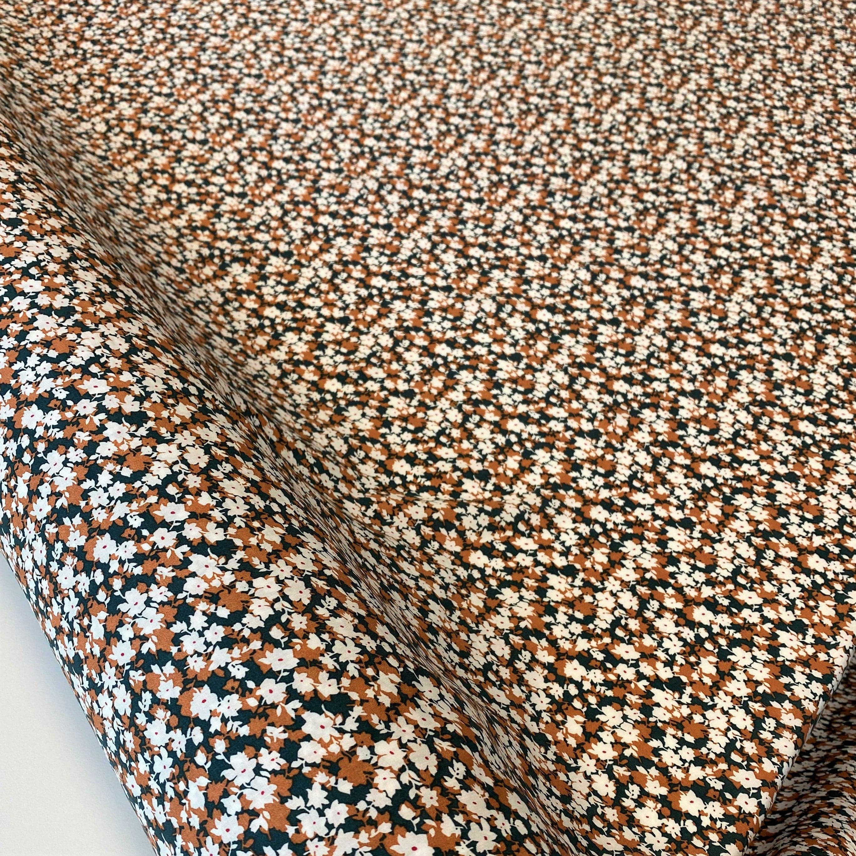 Green Printed Viscose Floral — a lightweight viscose with a printed floral design, in viscose