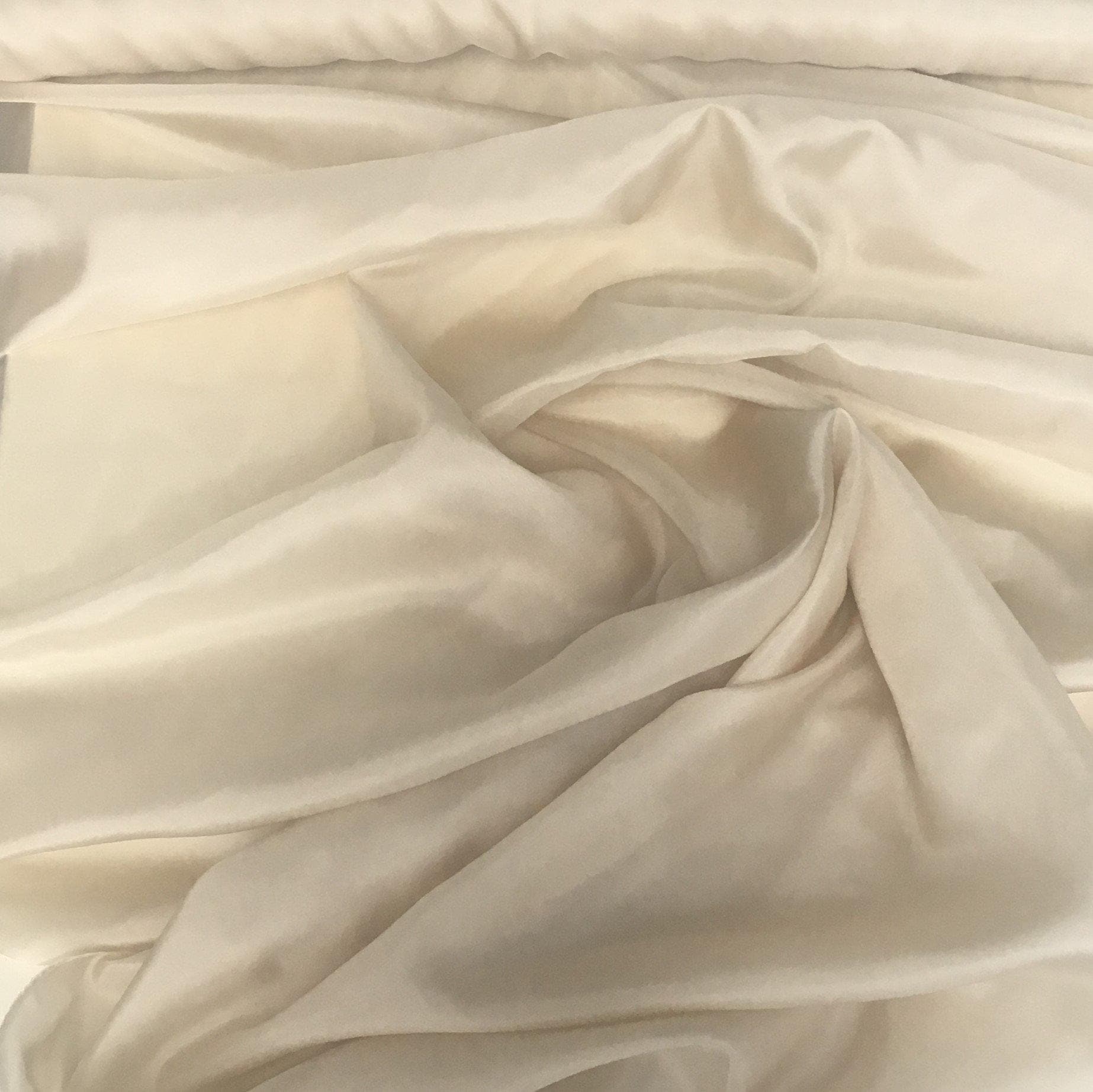Oyster Habotai — soft with a light, airy drape and a smooth satin finish, 100% mulberry silk, 140cm wide