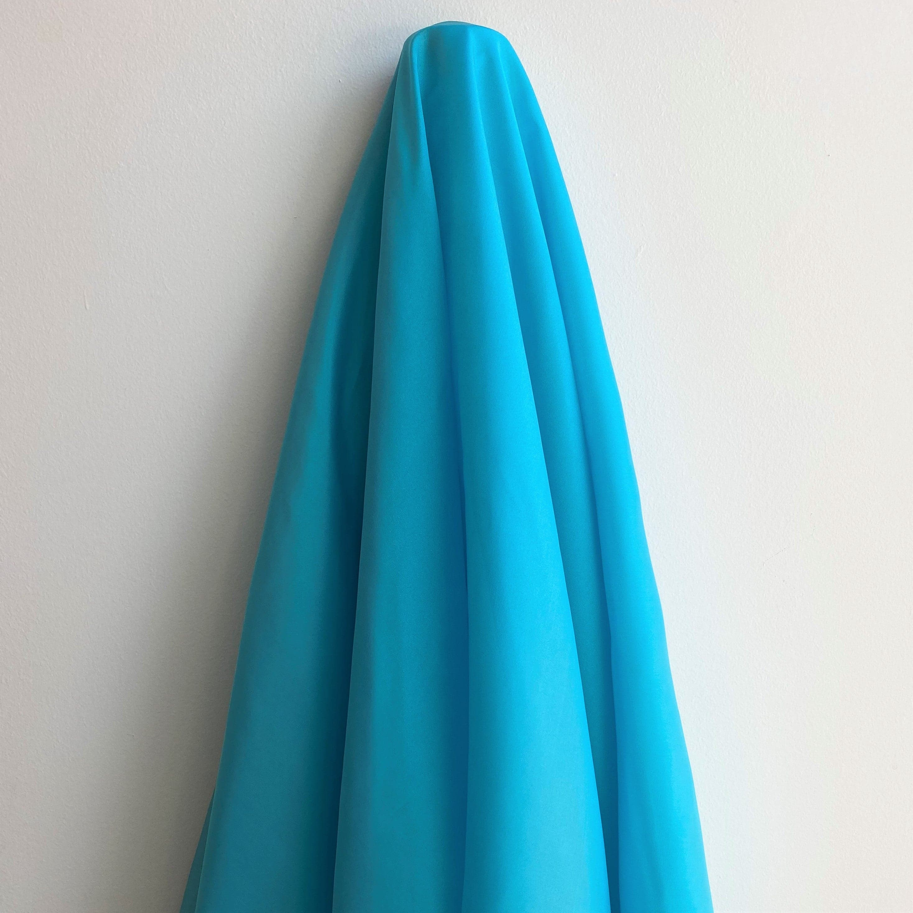 Aquamarine Habotai — soft with a light, airy drape and a smooth satin finish, 100% mulberry silk, 140cm wide