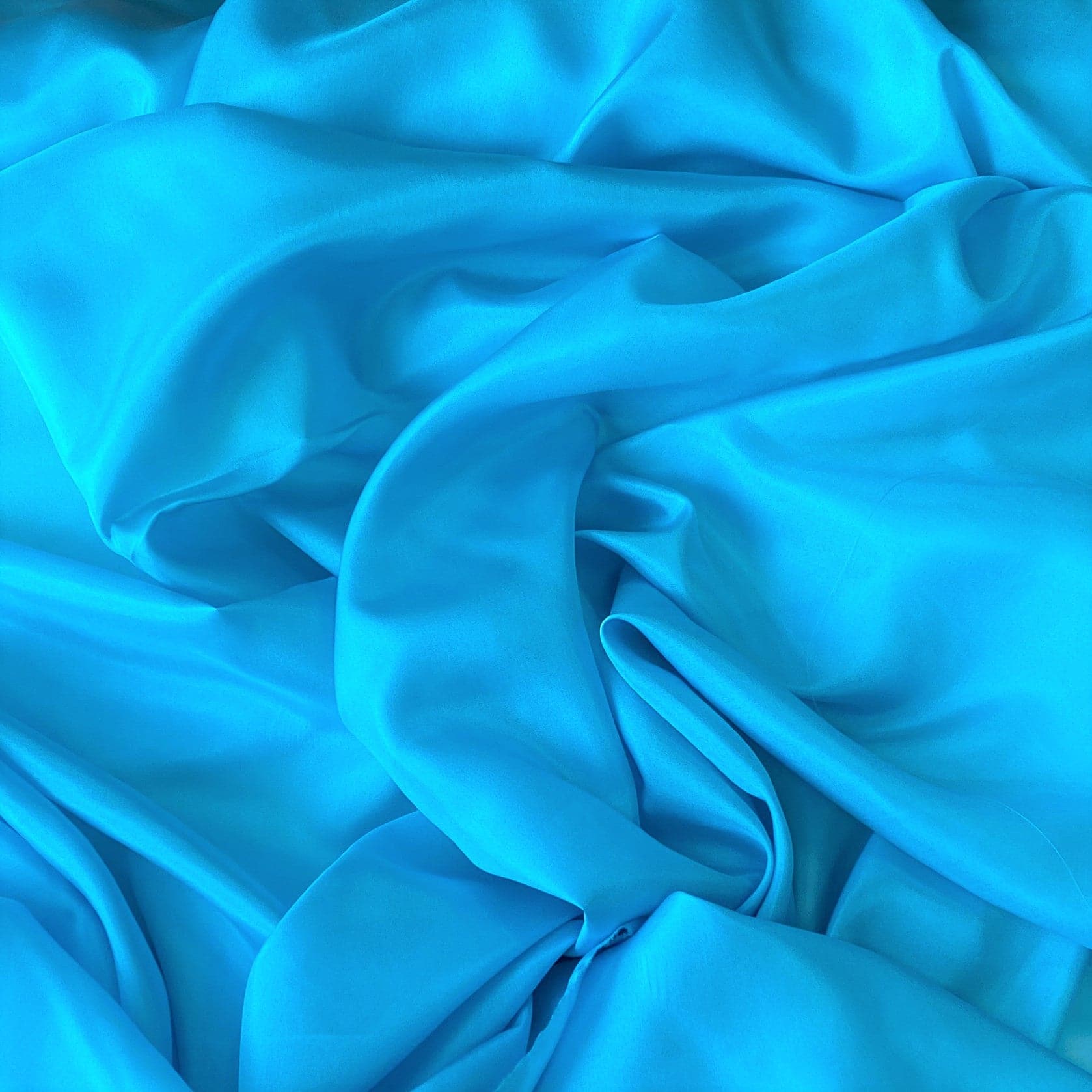 Aquamarine Habotai — soft with a light, airy drape and a smooth satin finish, 100% mulberry silk, 140cm wide