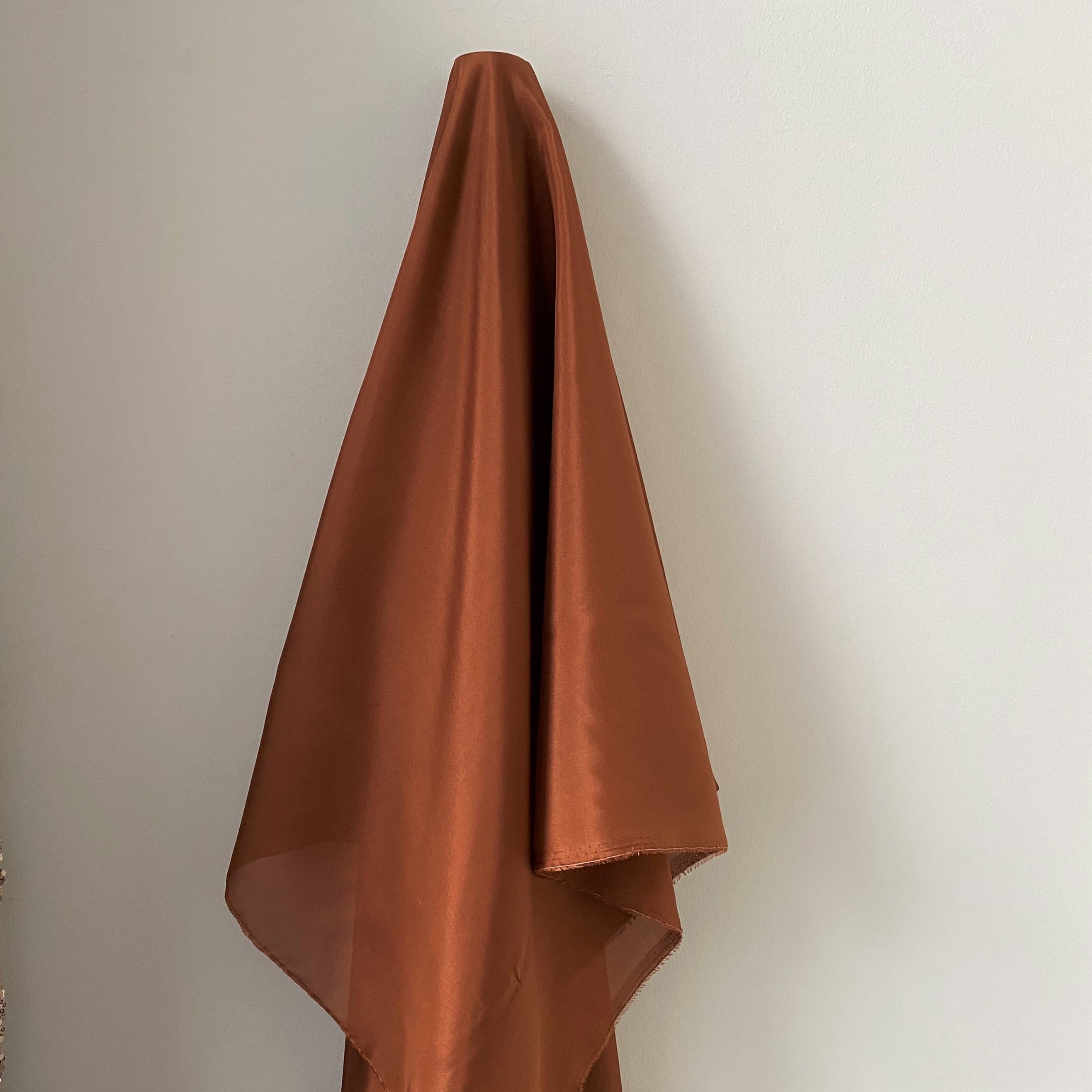 Cinnamon Habotai — soft with a light, airy drape and a smooth satin finish, 100% mulberry silk, 140cm wide