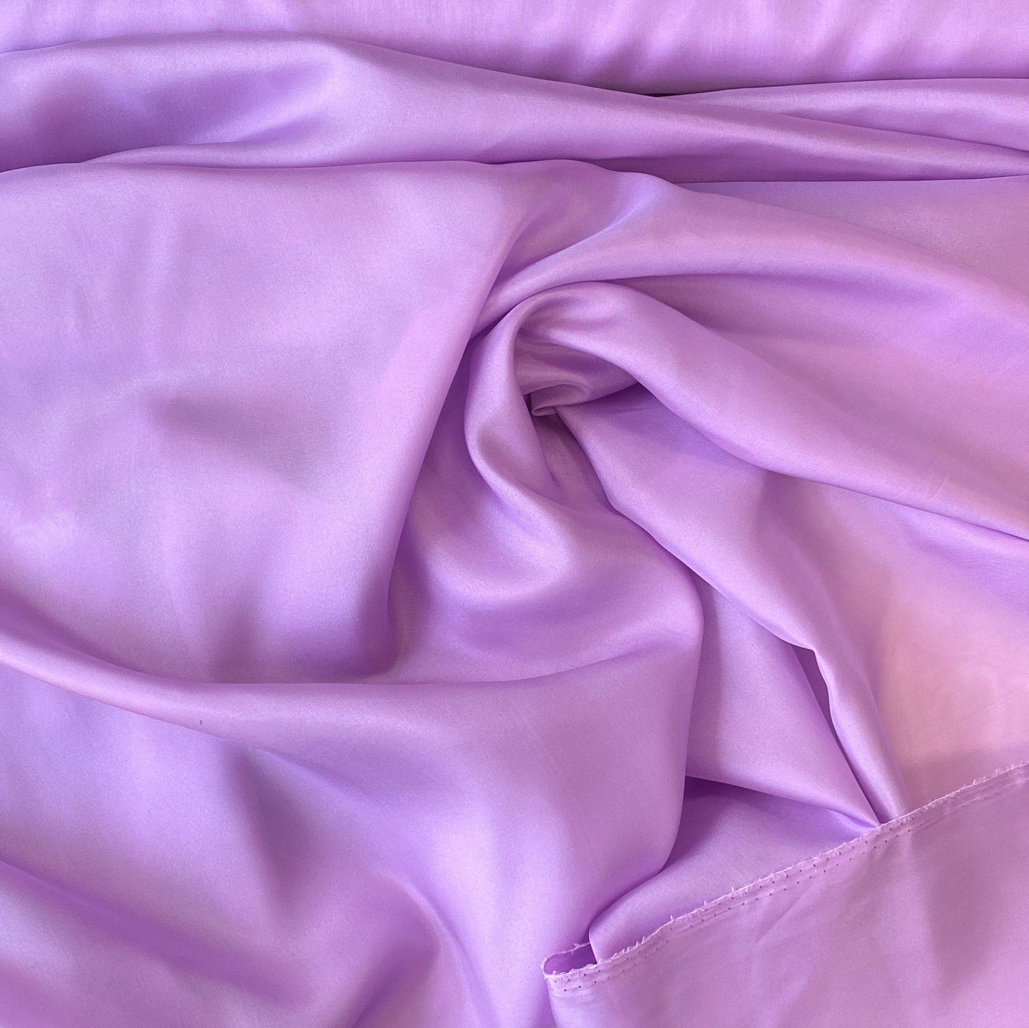 Lavender Habotai — soft with a light, airy drape and a smooth satin finish, 100% mulberry silk, 140cm wide