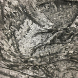 Silver Sequin Georgette — featuring rows of sequins running the length, with a soft mid-weight drape