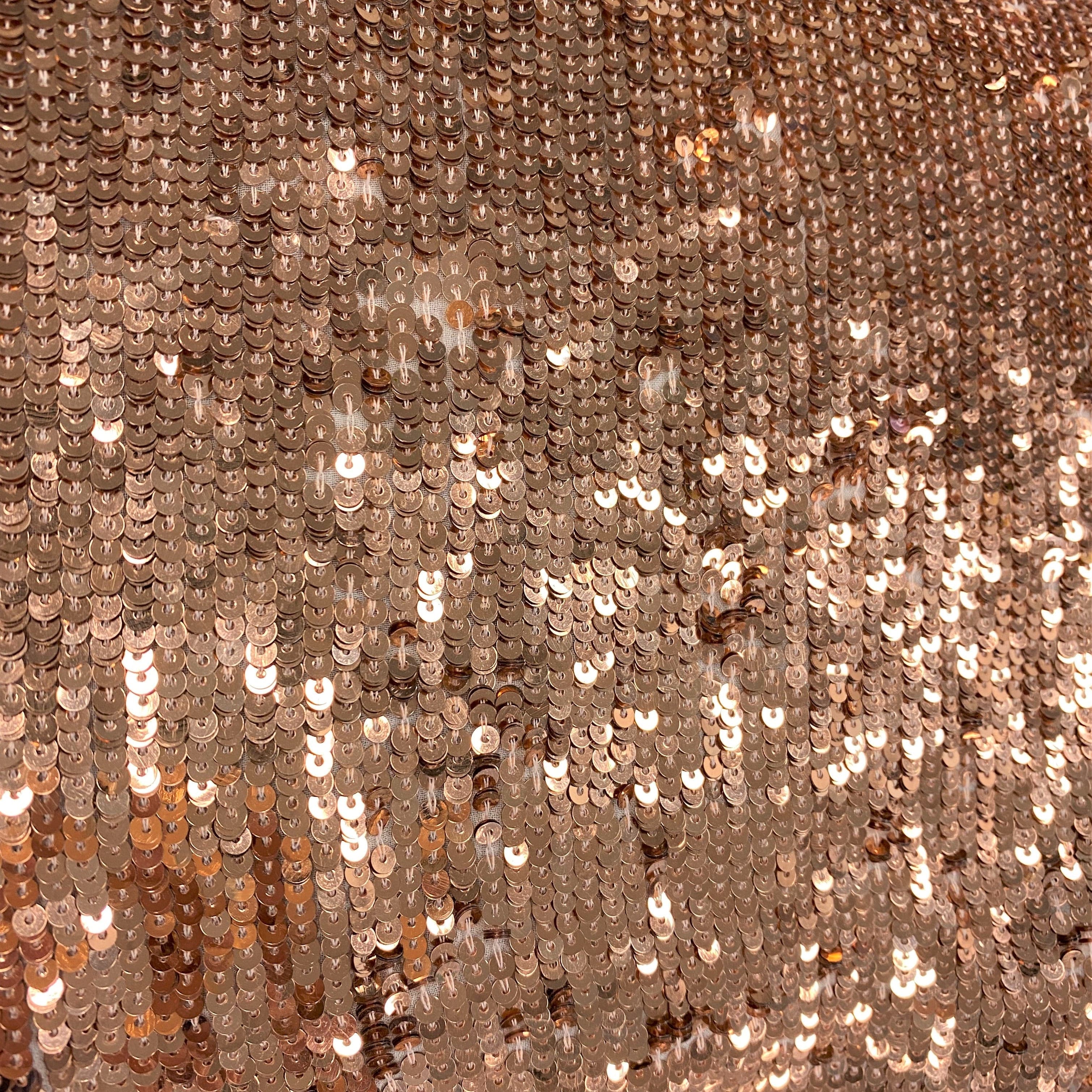 Rose Gold Sequined Georgette — a georgette with rows of sequins and a soft drape