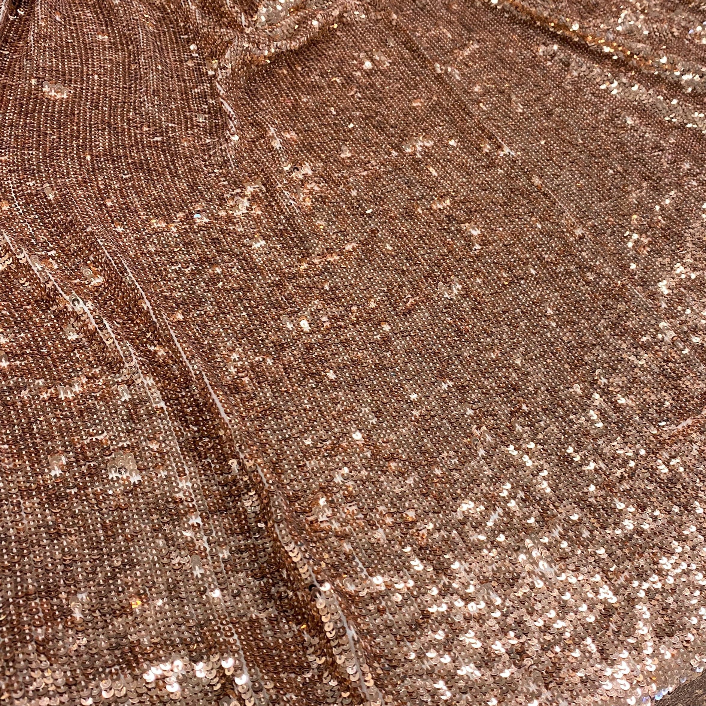 Rose Gold Sequined Georgette — a georgette with rows of sequins and a soft drape