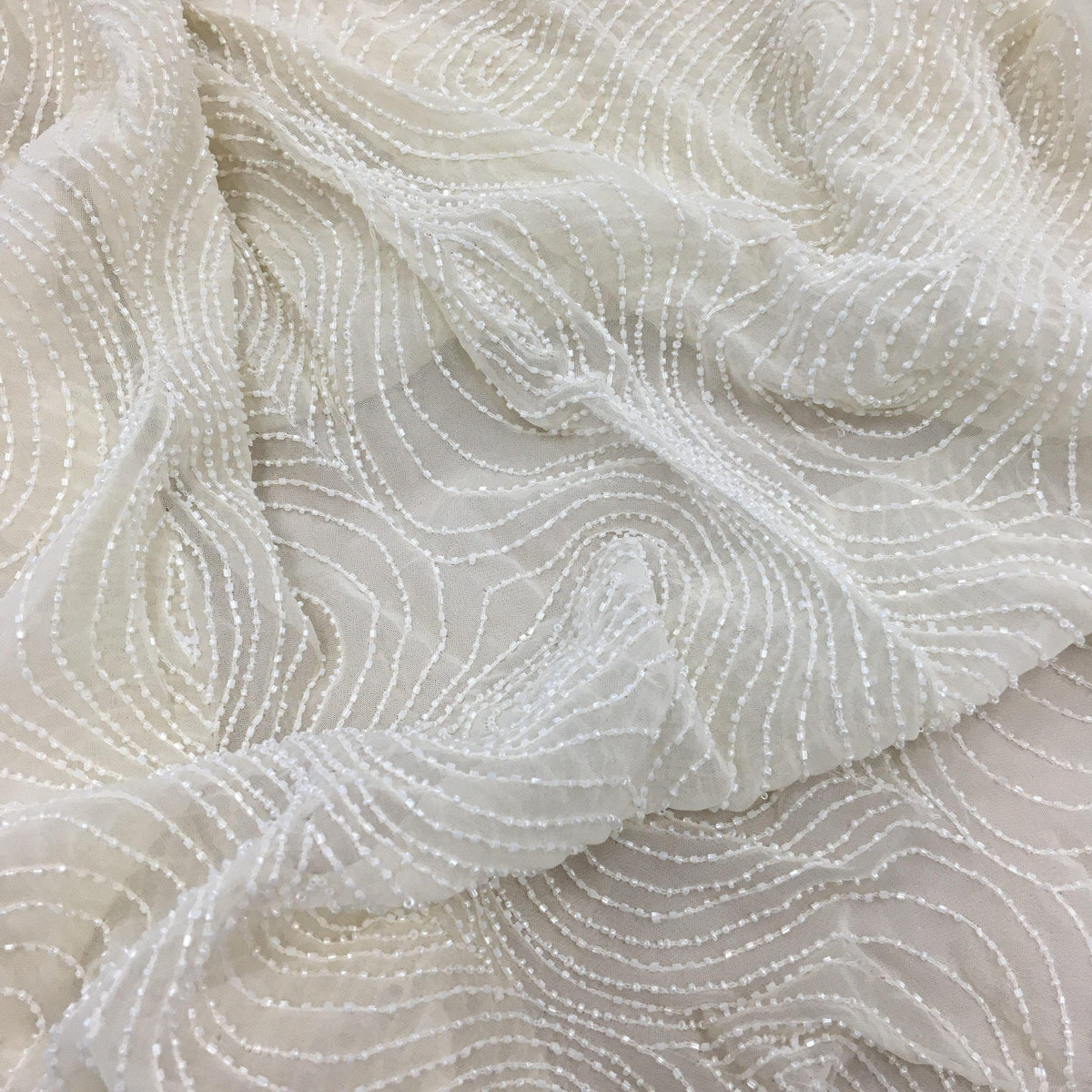 Ripple Beaded Georgette (K23474) - Ivory
