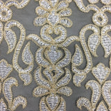 Beige Embroidered Tulle — featuring sequins, 100% nylon, 105cm wide
