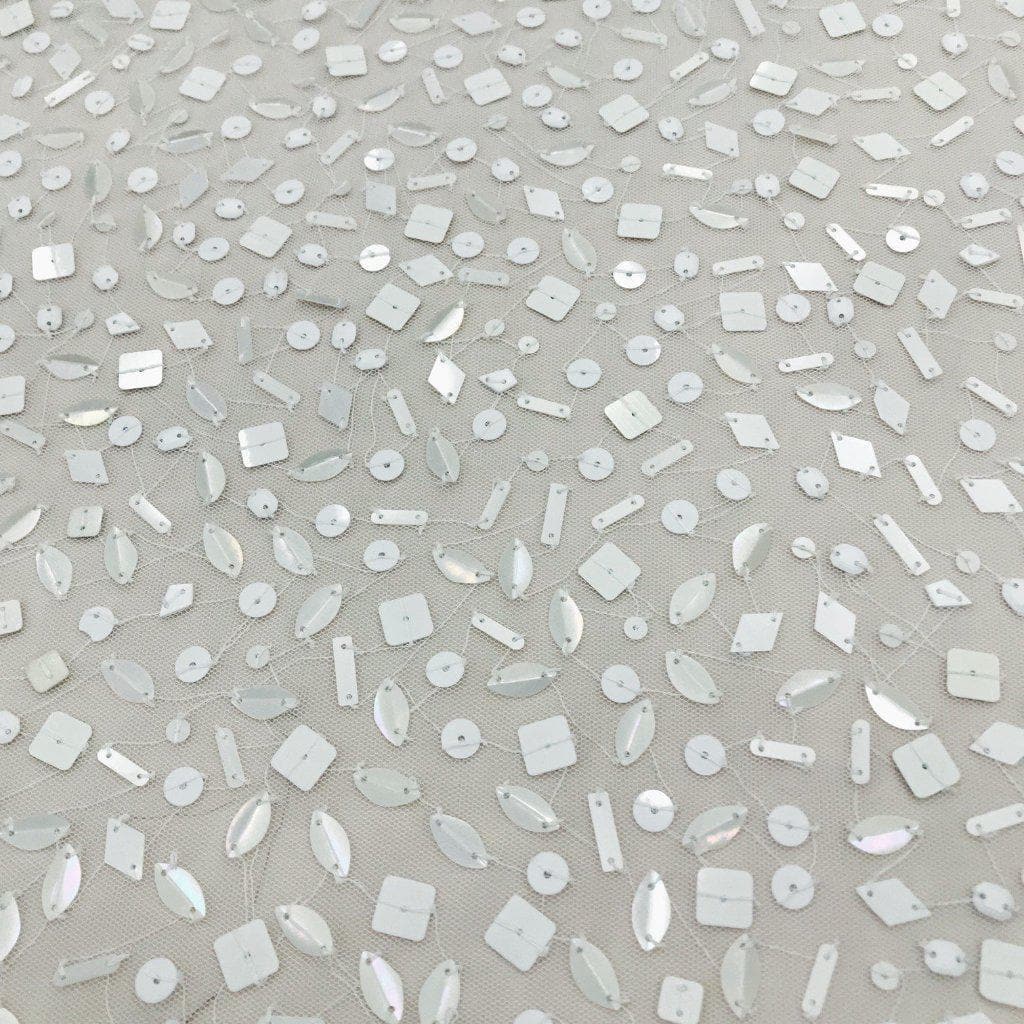 Ivory Sequin Tulle — featuring sequins, 100% nylon, 110cm wide