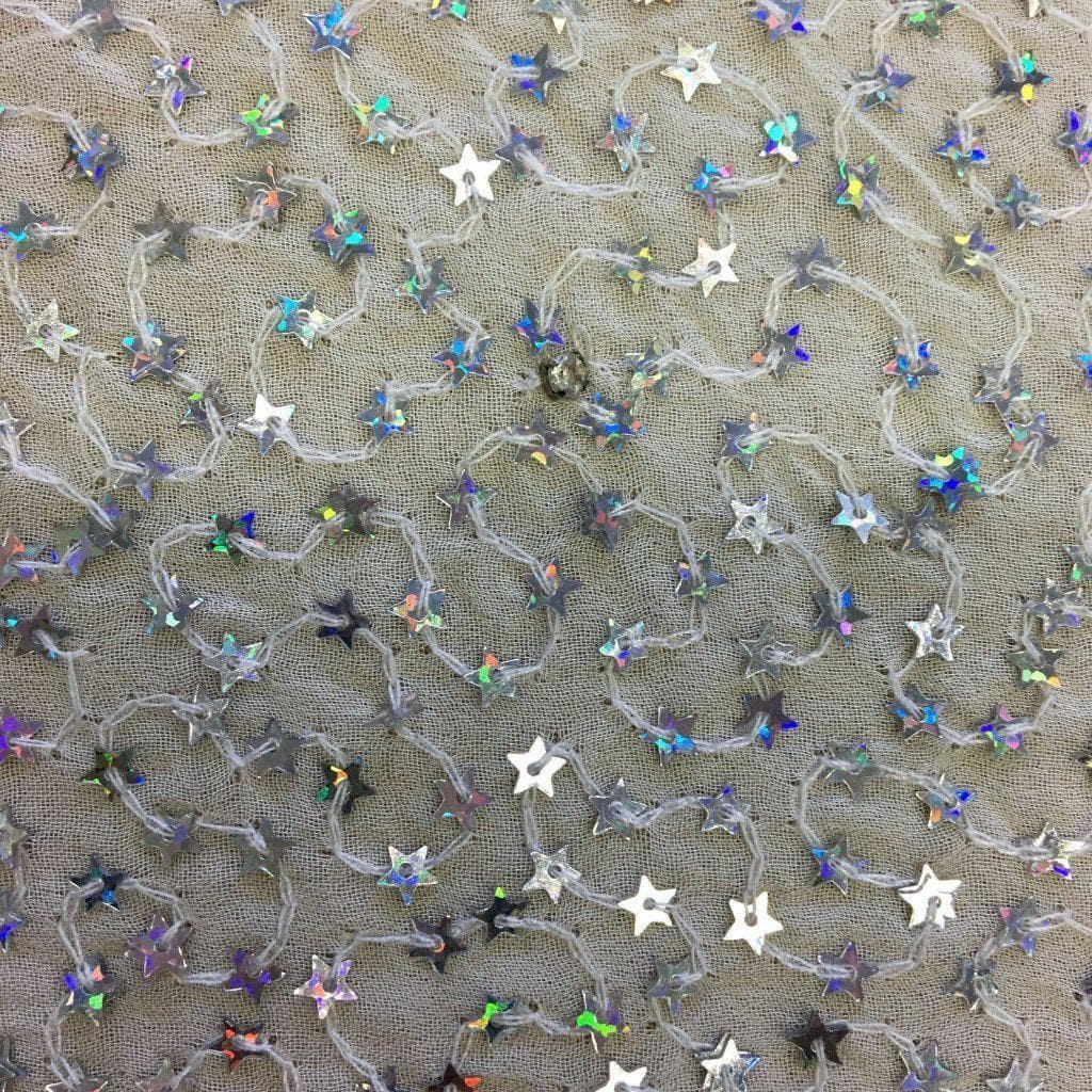 Star Sequin Georgette Ivory